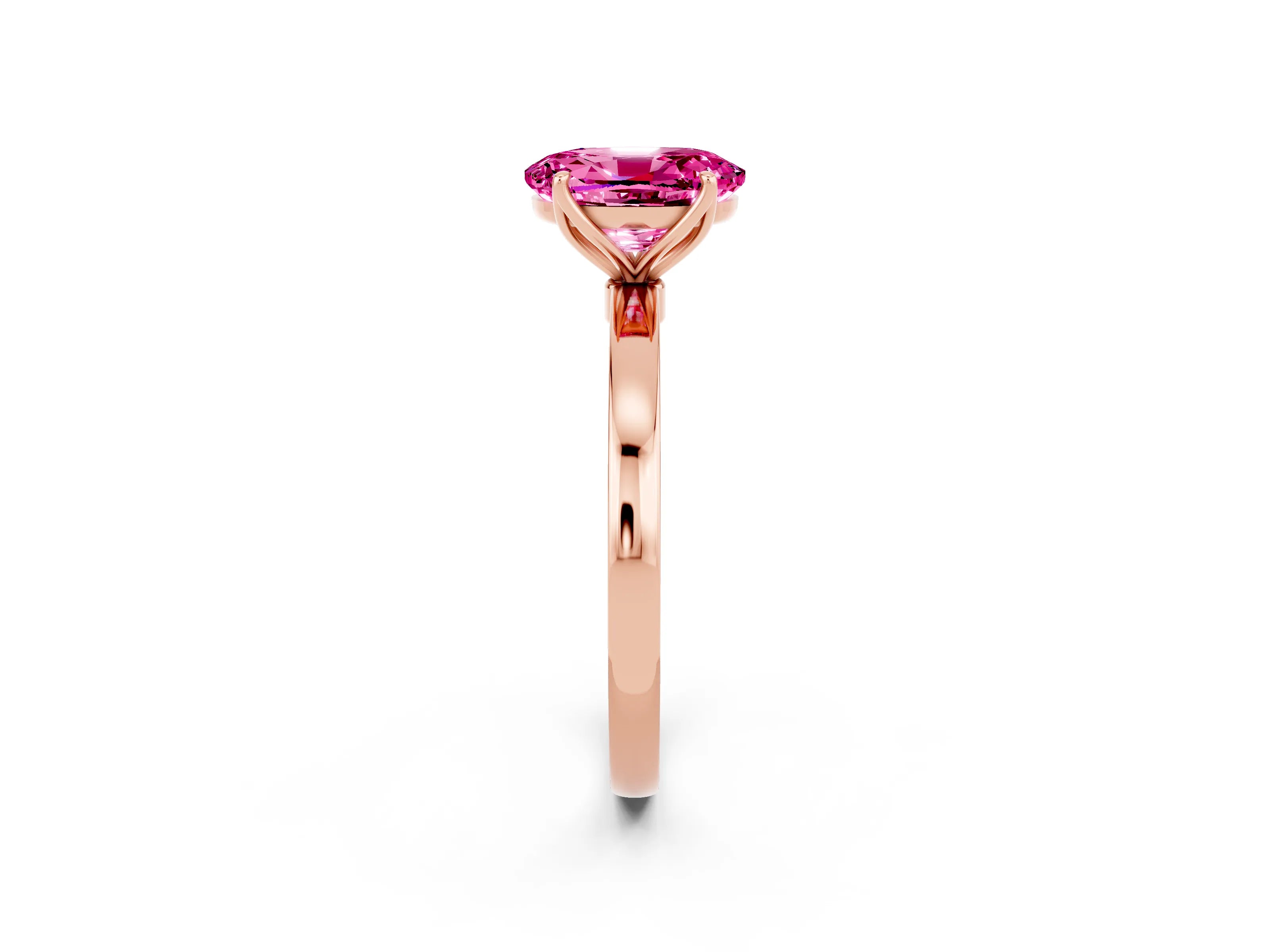 Rose gold Oval Cut Solitaire Diamond Ring with Thin Band and Four-Prong Setting_2