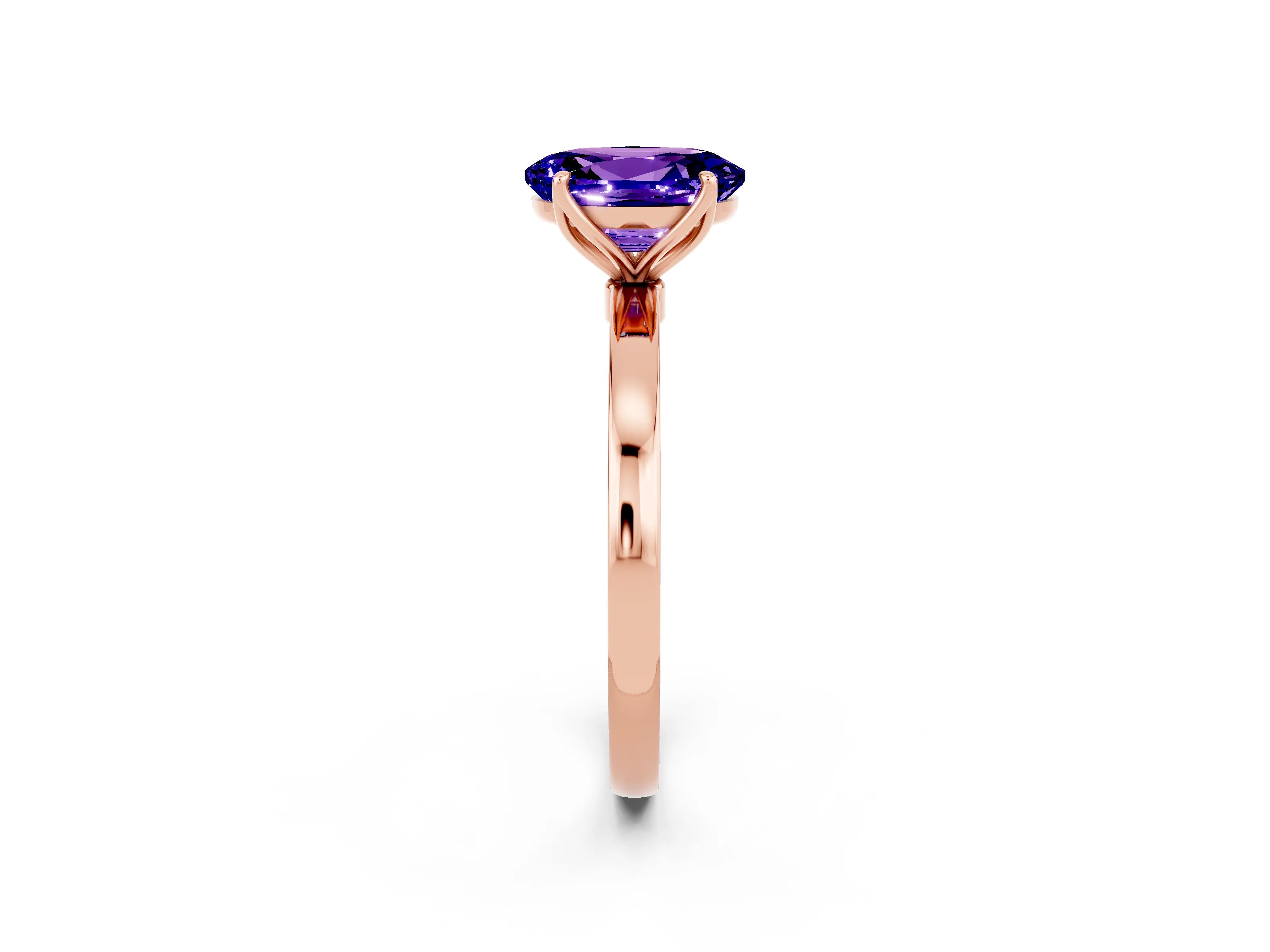 Rose gold Oval Cut Solitaire Diamond Ring with Thin Band and Four-Prong Setting_2