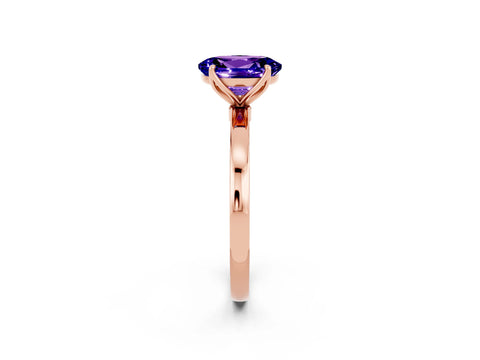 Rose gold Oval Cut Solitaire Diamond Ring with Thin Band and Four-Prong Setting_2