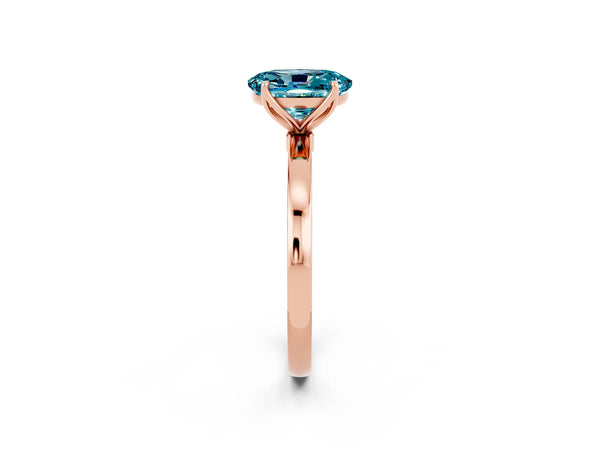Rose gold Oval Cut Solitaire Diamond Ring with Thin Band and Four-Prong Setting