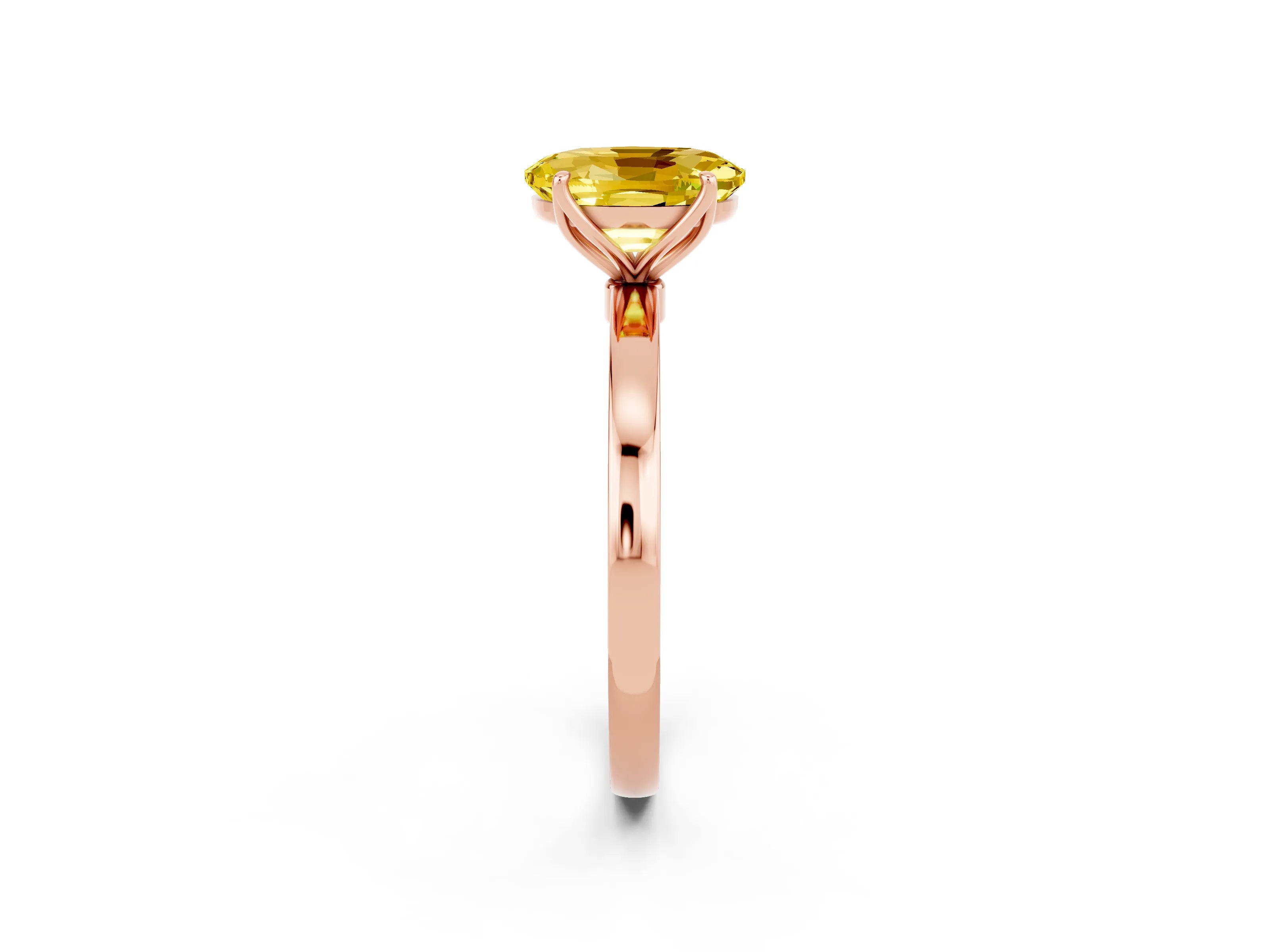 Rose gold Oval Cut Solitaire Diamond Ring with Thin Band and Four-Prong Setting_2
