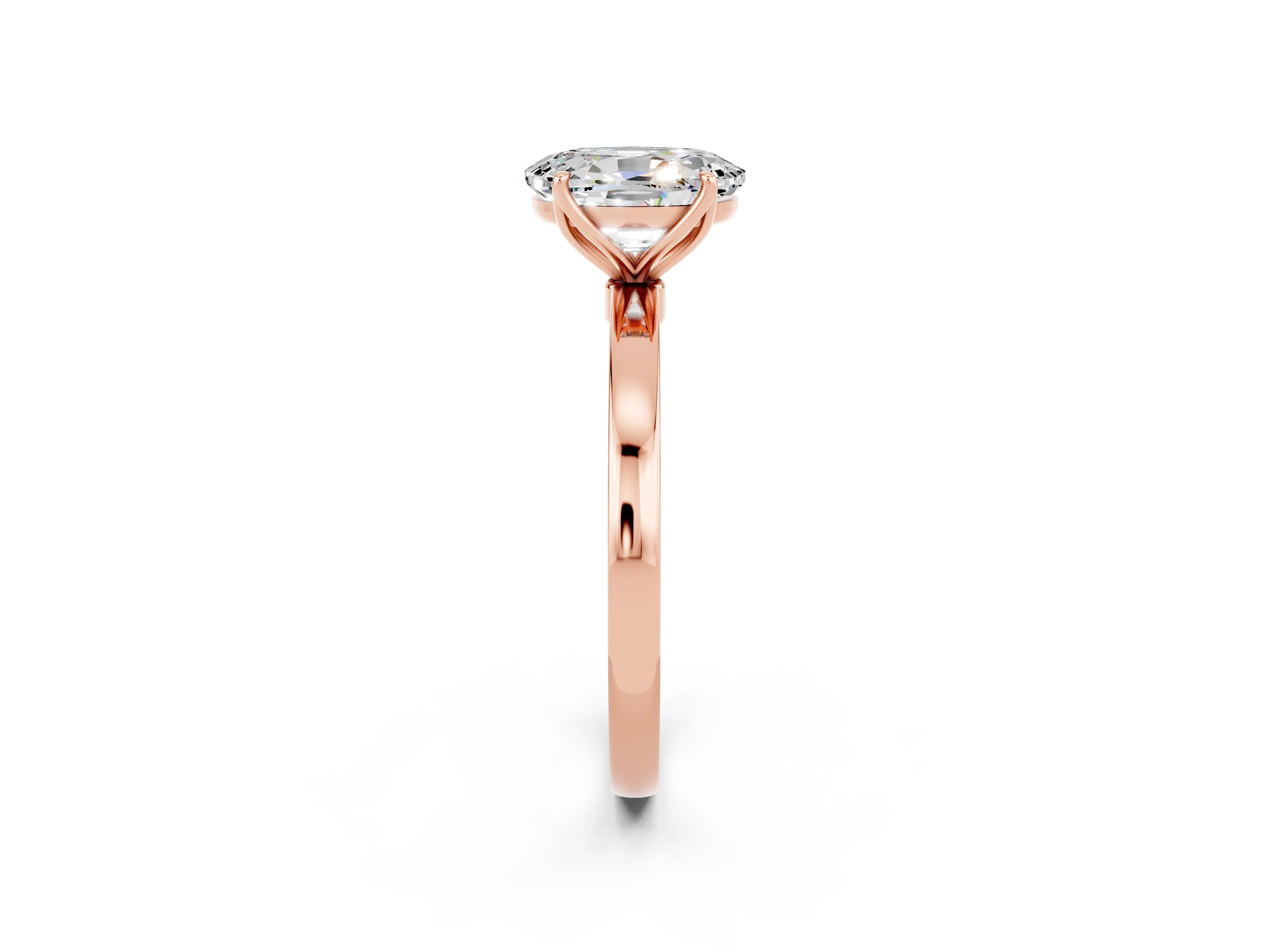 Rose gold Oval Cut Solitaire Diamond Ring with Thin Band and Four-Prong Setting_2