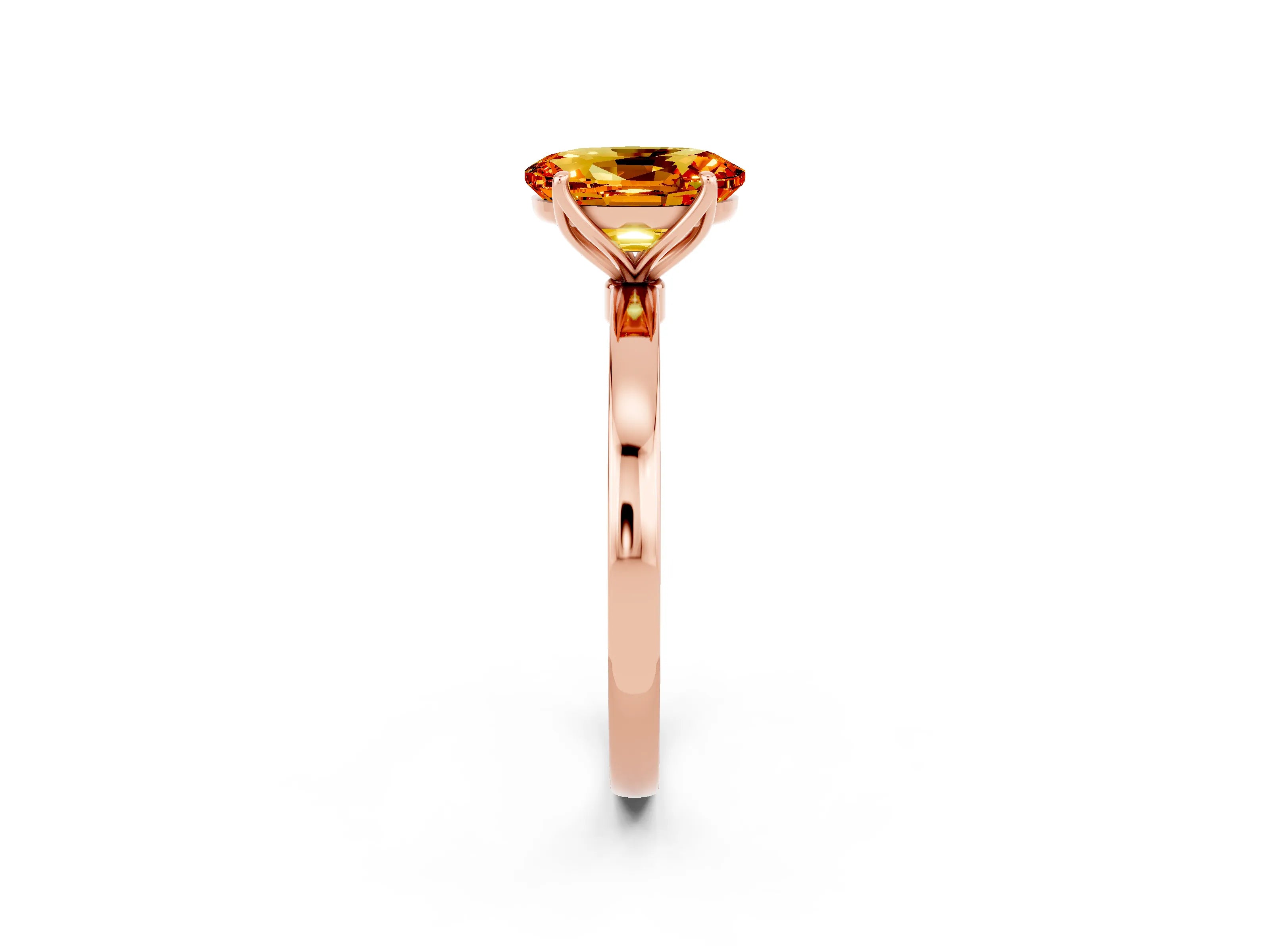 Rose gold Oval Cut Solitaire Diamond Ring with Thin Band and Four-Prong Setting_2