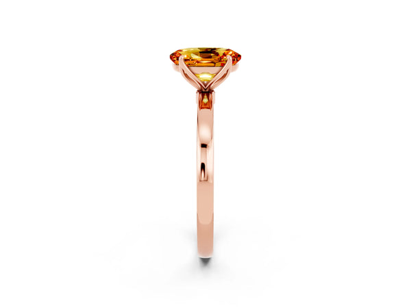 Rose gold Oval Cut Citrine Solitaire Ring with Thin Band and Prong Setting