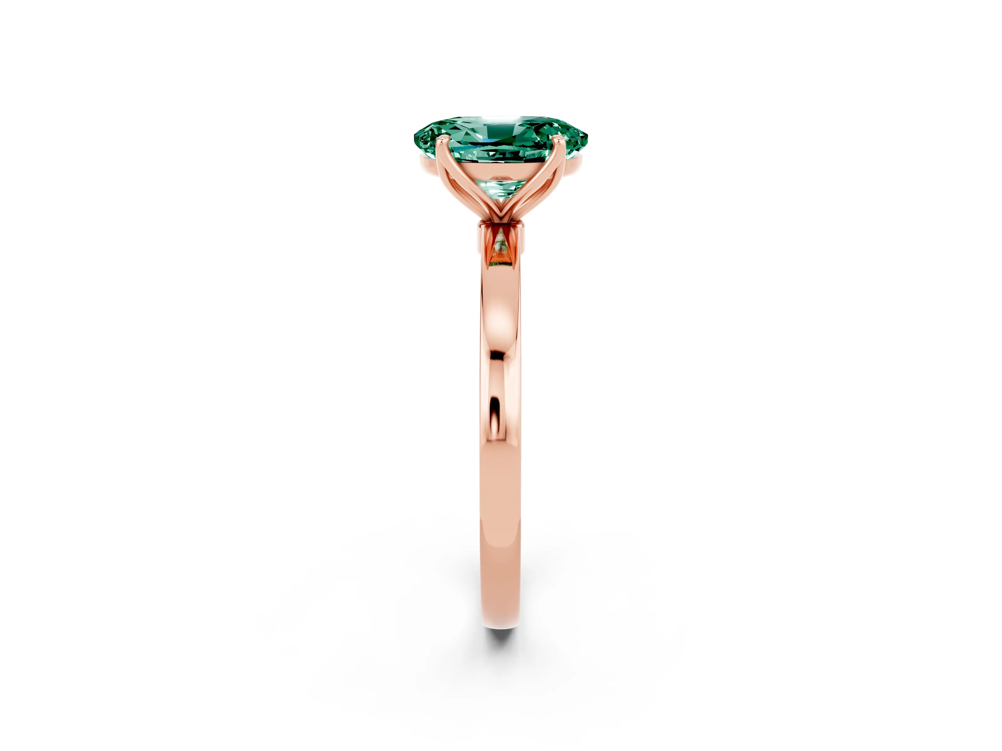 Rose gold Oval Cut Solitaire Diamond Ring with Thin Band and Four-Prong Setting_2