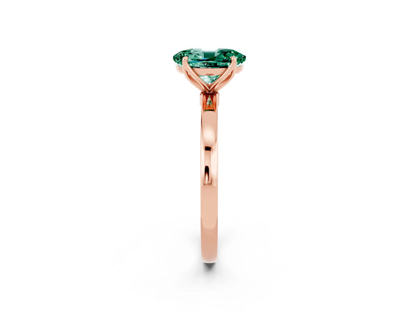 Rose gold Oval Cut Solitaire Diamond Ring with Thin Band and Four-Prong Setting