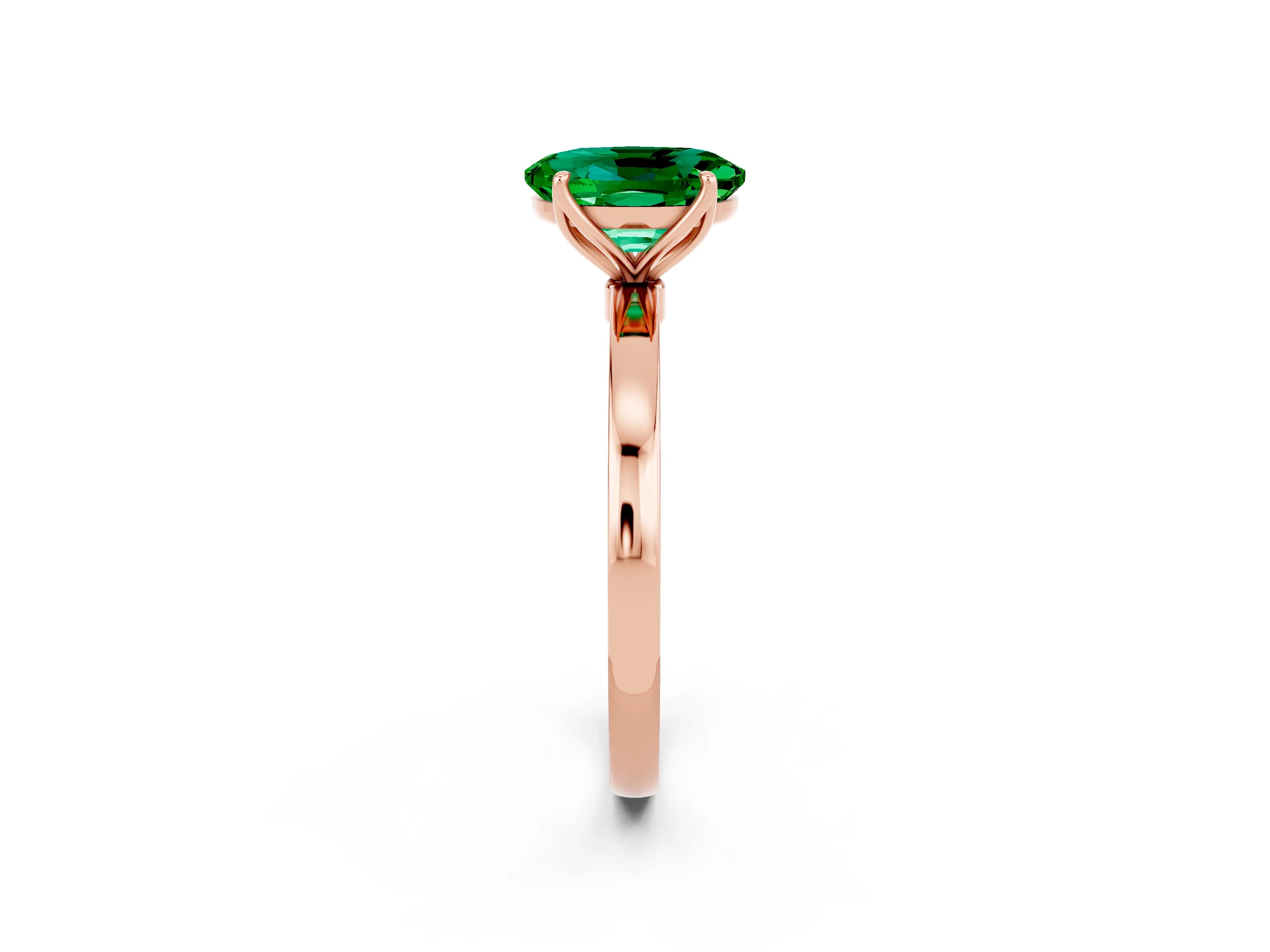 Rose gold Oval Cut Solitaire Diamond Ring with Thin Band and Four-Prong Setting_2