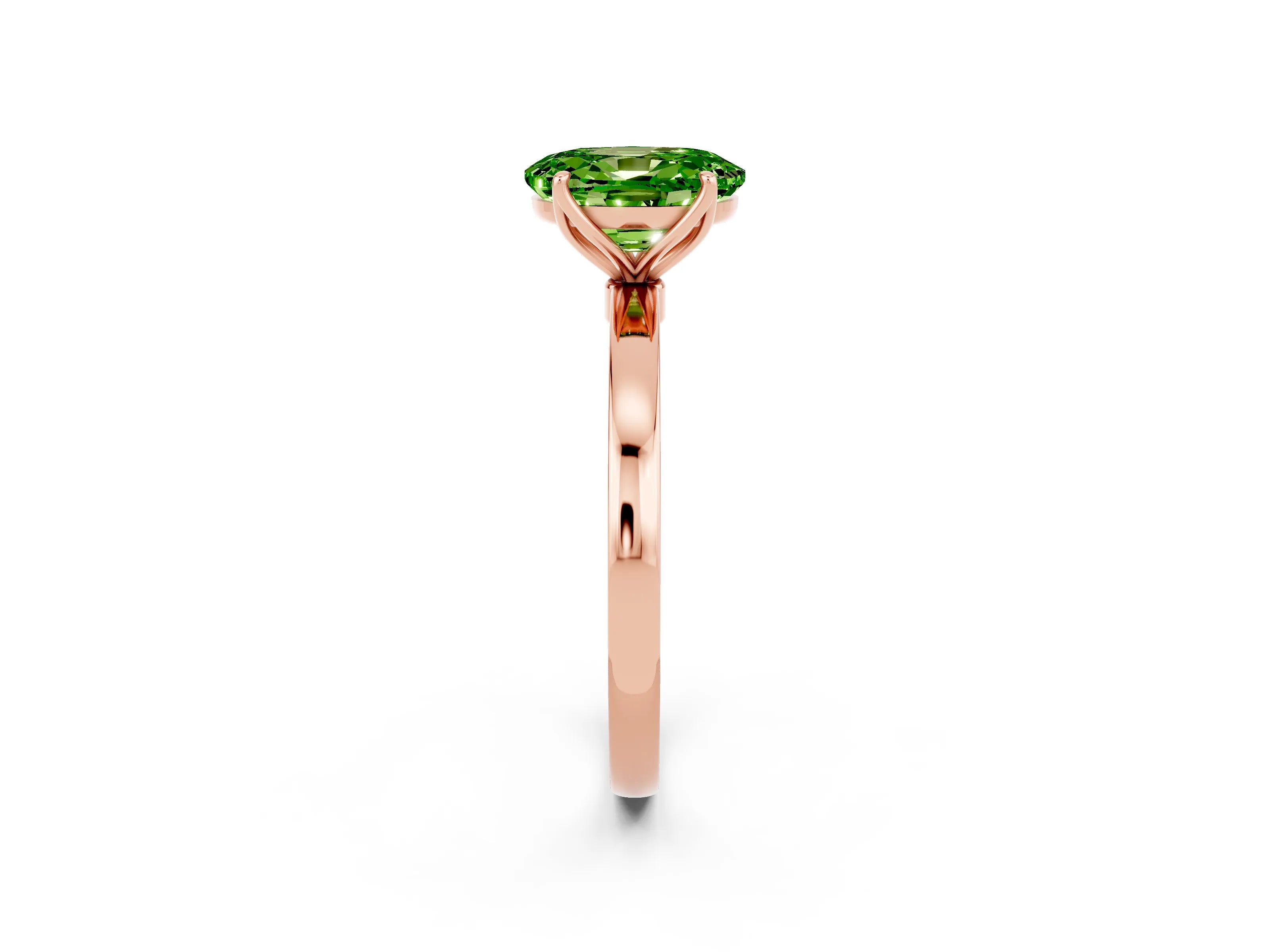 Rose gold Oval Cut Solitaire Diamond Ring with Thin Band and Four-Prong Setting_2