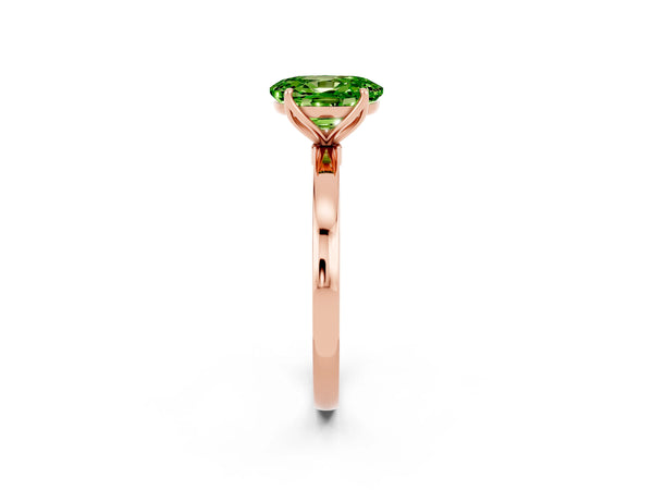 Rose gold Oval Cut Solitaire Diamond Ring with Thin Band and Four-Prong Setting