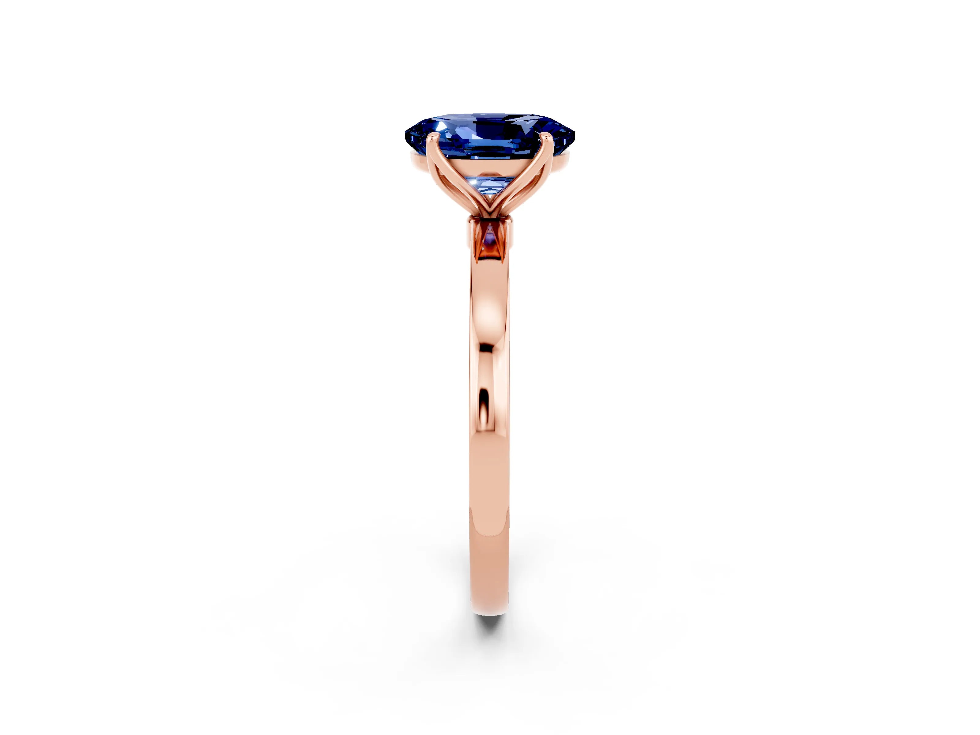 Rose gold Oval Cut Solitaire Diamond Ring with Thin Band and Four-Prong Setting_2