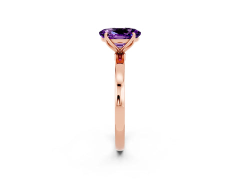 Rose gold Oval Cut Solitaire Diamond Ring with Thin Band and Four-Prong Setting_2