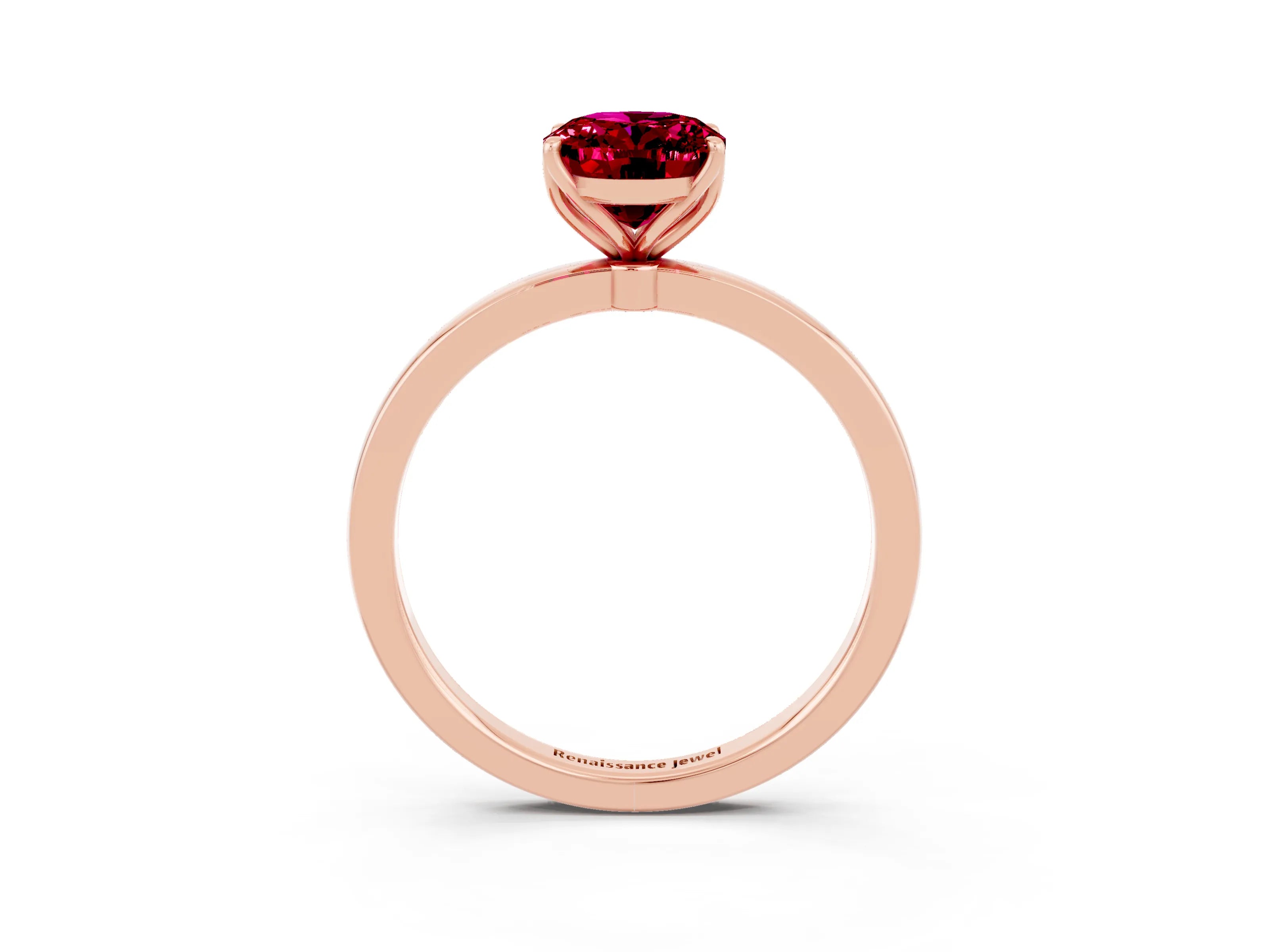 Rose gold Oval Cut Solitaire Diamond Ring with Thin Band and Four-Prong Setting_3
