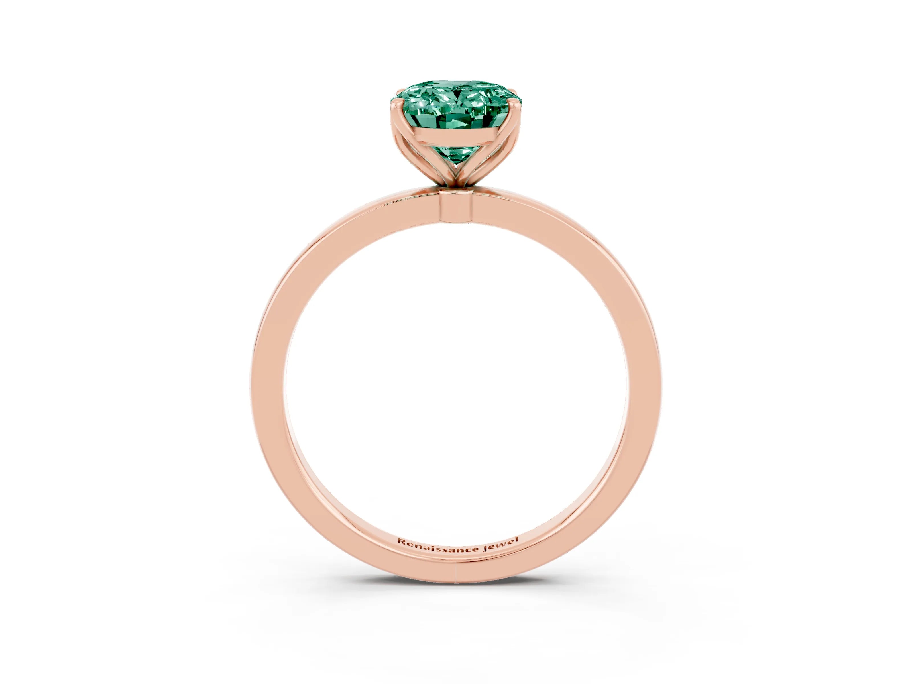 Rose gold Oval Cut Solitaire Diamond Ring with Thin Band and Four-Prong Setting_3