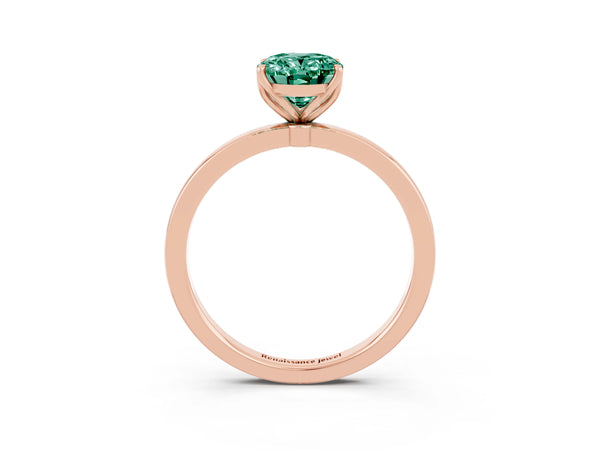 Rose gold Oval Cut Solitaire Diamond Ring with Thin Band and Four-Prong Setting