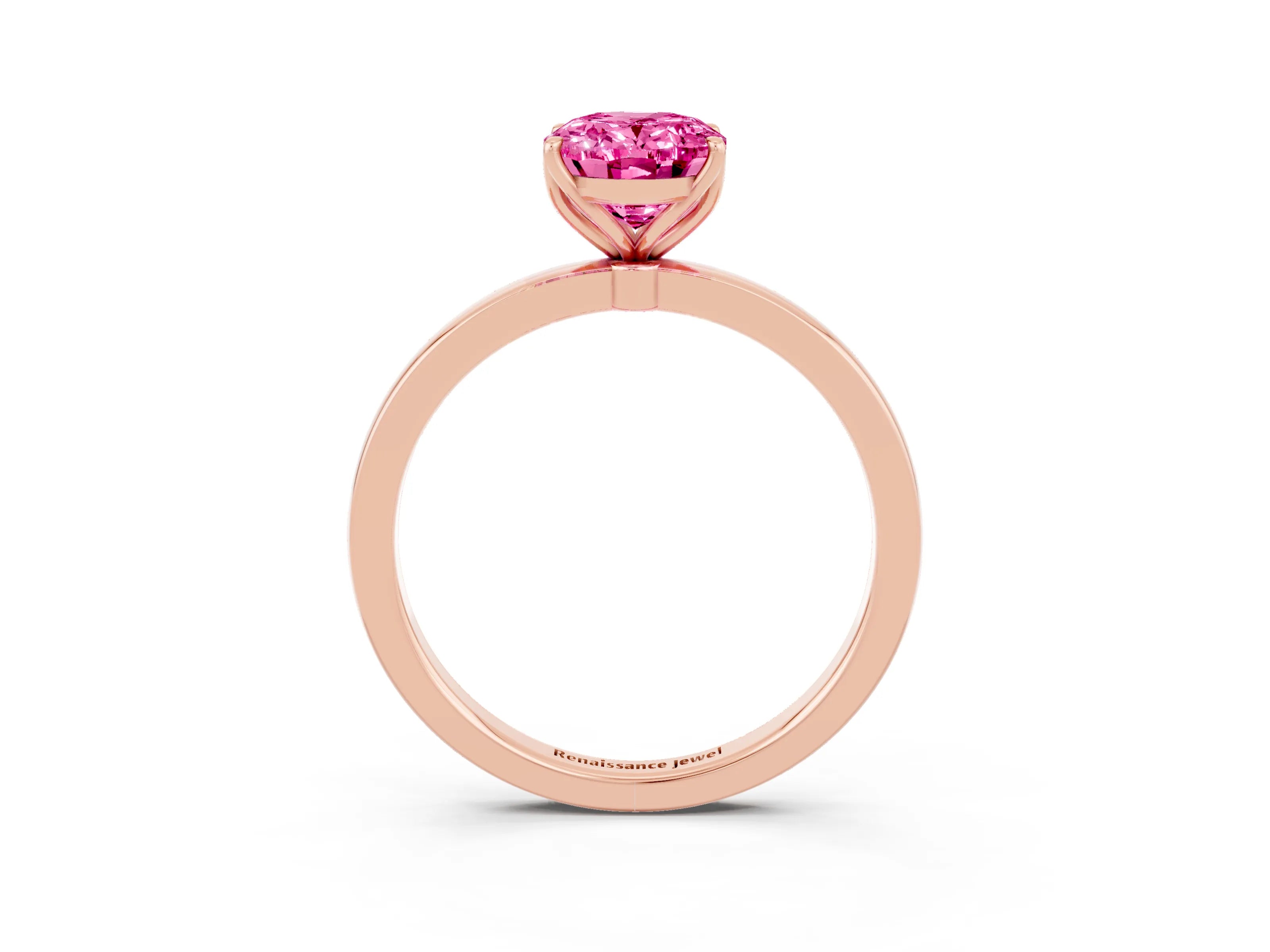 Rose gold Oval Cut Solitaire Diamond Ring with Thin Band and Four-Prong Setting_3