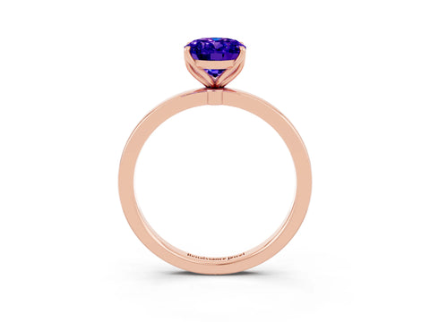 Rose gold Oval Cut Solitaire Diamond Ring with Thin Band and Four-Prong Setting_3