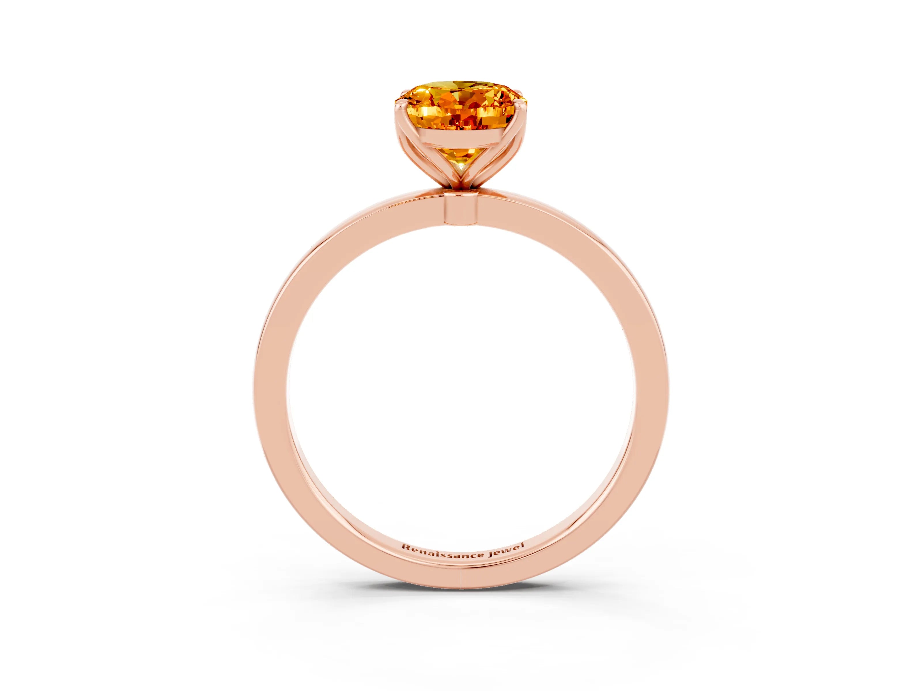 Rose gold Oval Cut Solitaire Diamond Ring with Thin Band and Four-Prong Setting_3