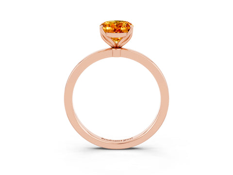 Rose gold Oval Cut Solitaire Diamond Ring with Thin Band and Four-Prong Setting_3