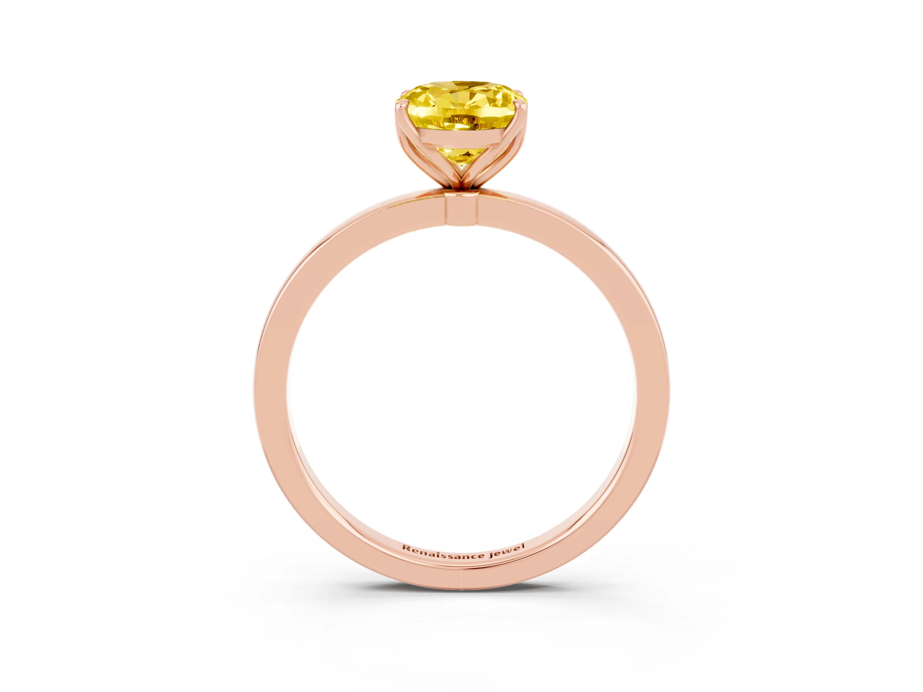 Rose gold Oval Cut Solitaire Diamond Ring with Thin Band and Four-Prong Setting_3