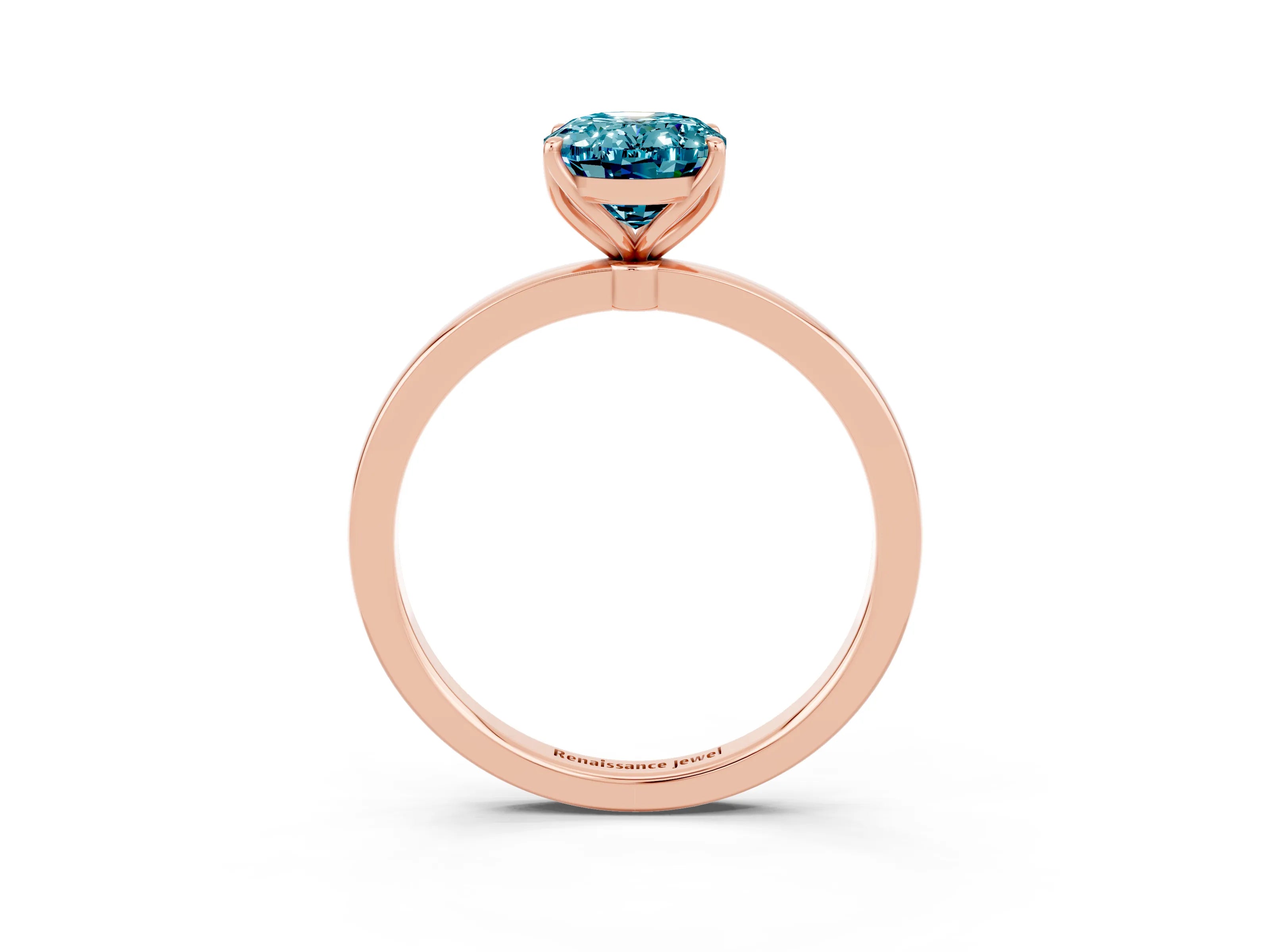 Rose gold Oval Cut Solitaire Diamond Ring with Thin Band and Four-Prong Setting_3