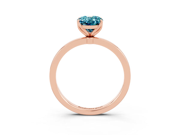 Rose gold Oval Cut Solitaire Diamond Ring with Thin Band and Four-Prong Setting