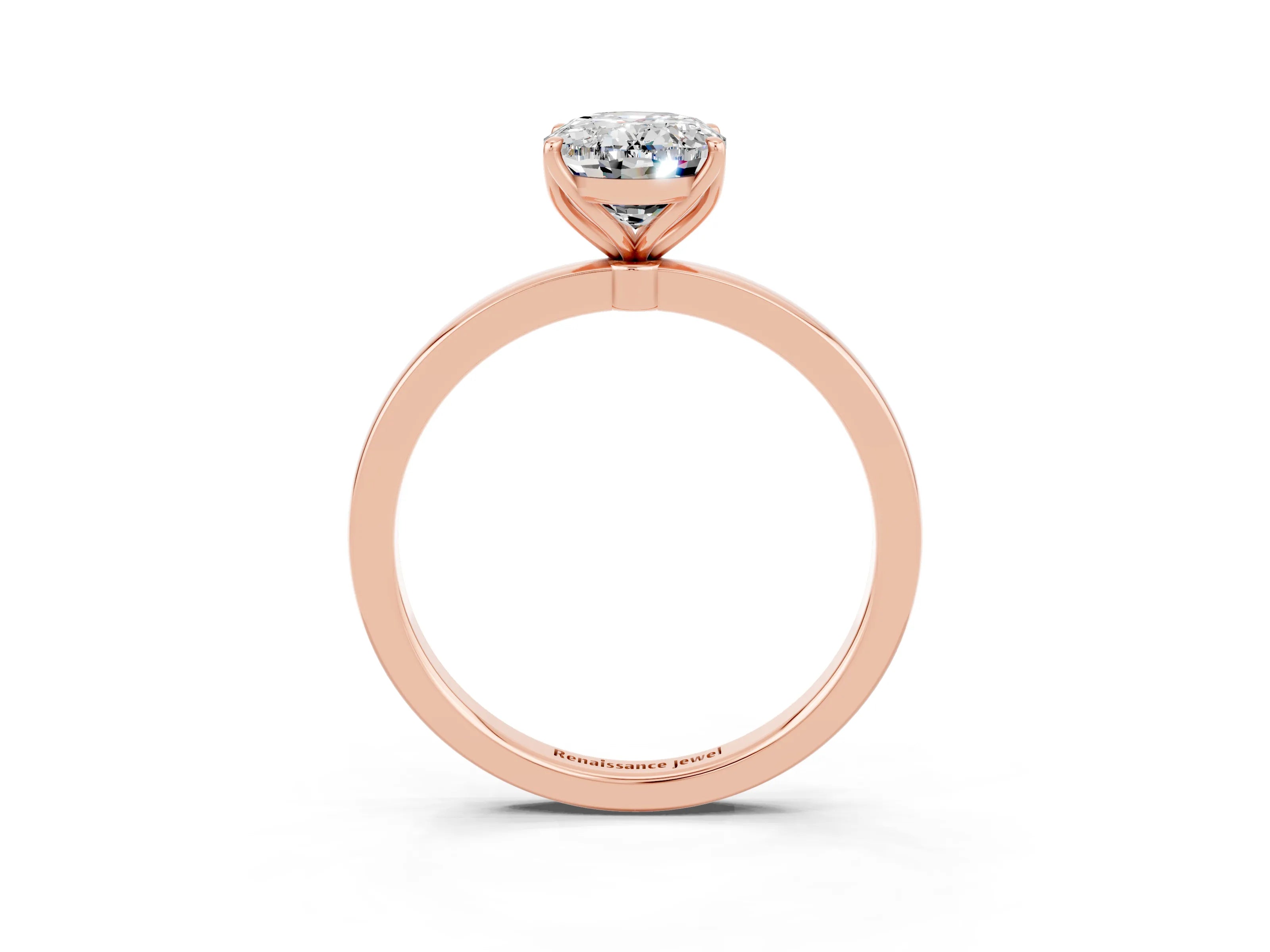 Rose gold Oval Cut Solitaire Diamond Ring with Thin Band and Four-Prong Setting_3