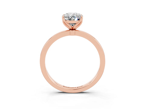 Rose gold Oval Cut Solitaire Diamond Ring with Thin Band and Four-Prong Setting_3