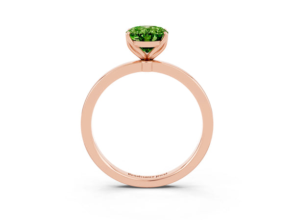 Rose gold Oval Cut Solitaire Diamond Ring with Thin Band and Four-Prong Setting