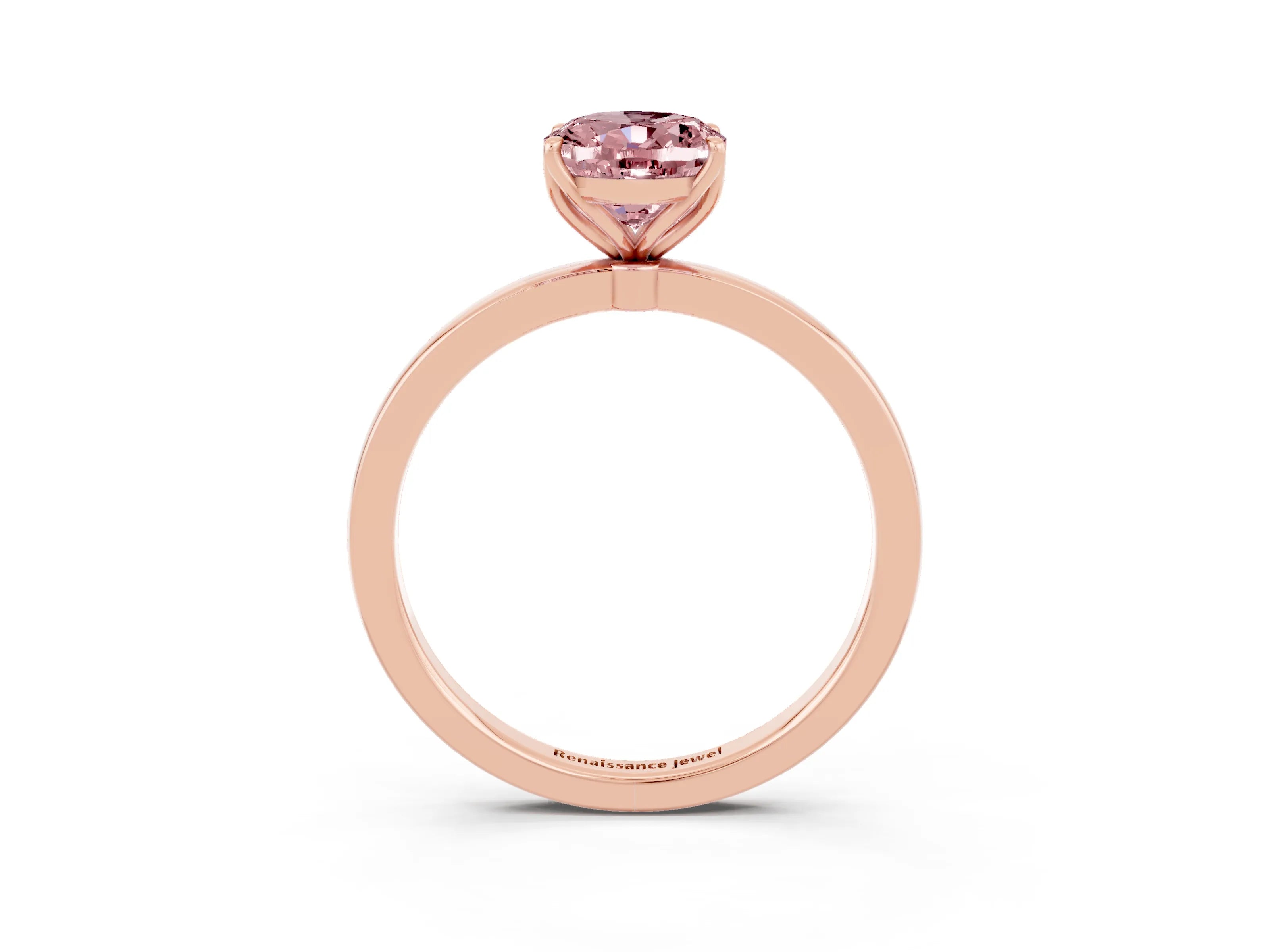Rose gold Oval Cut Solitaire Diamond Ring with Thin Band and Four-Prong Setting_3