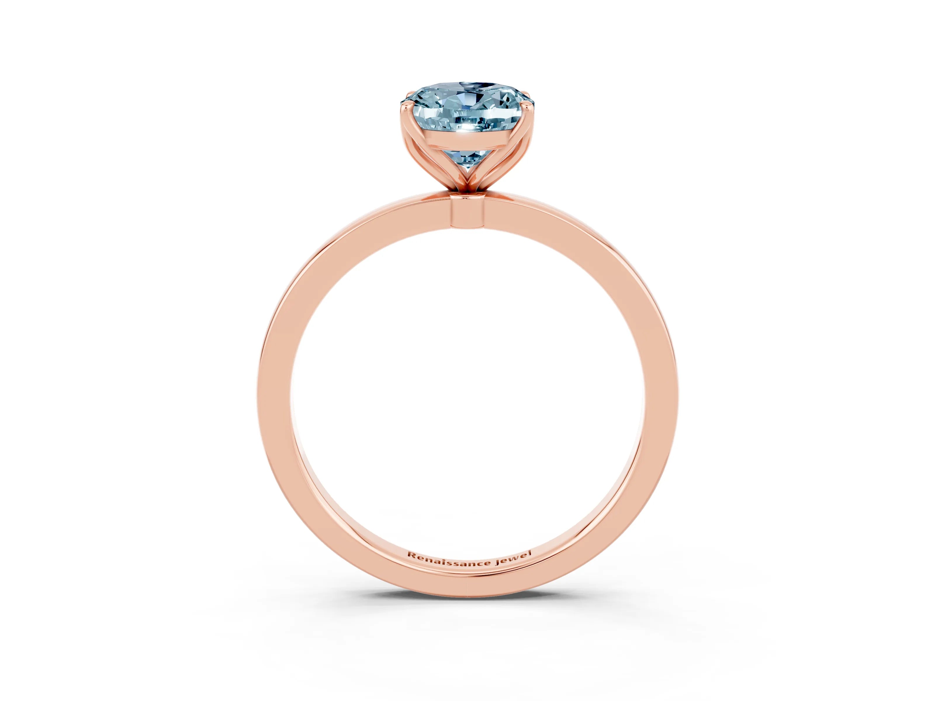Rose gold Oval Cut Solitaire Diamond Ring with Thin Band and Four-Prong Setting_3