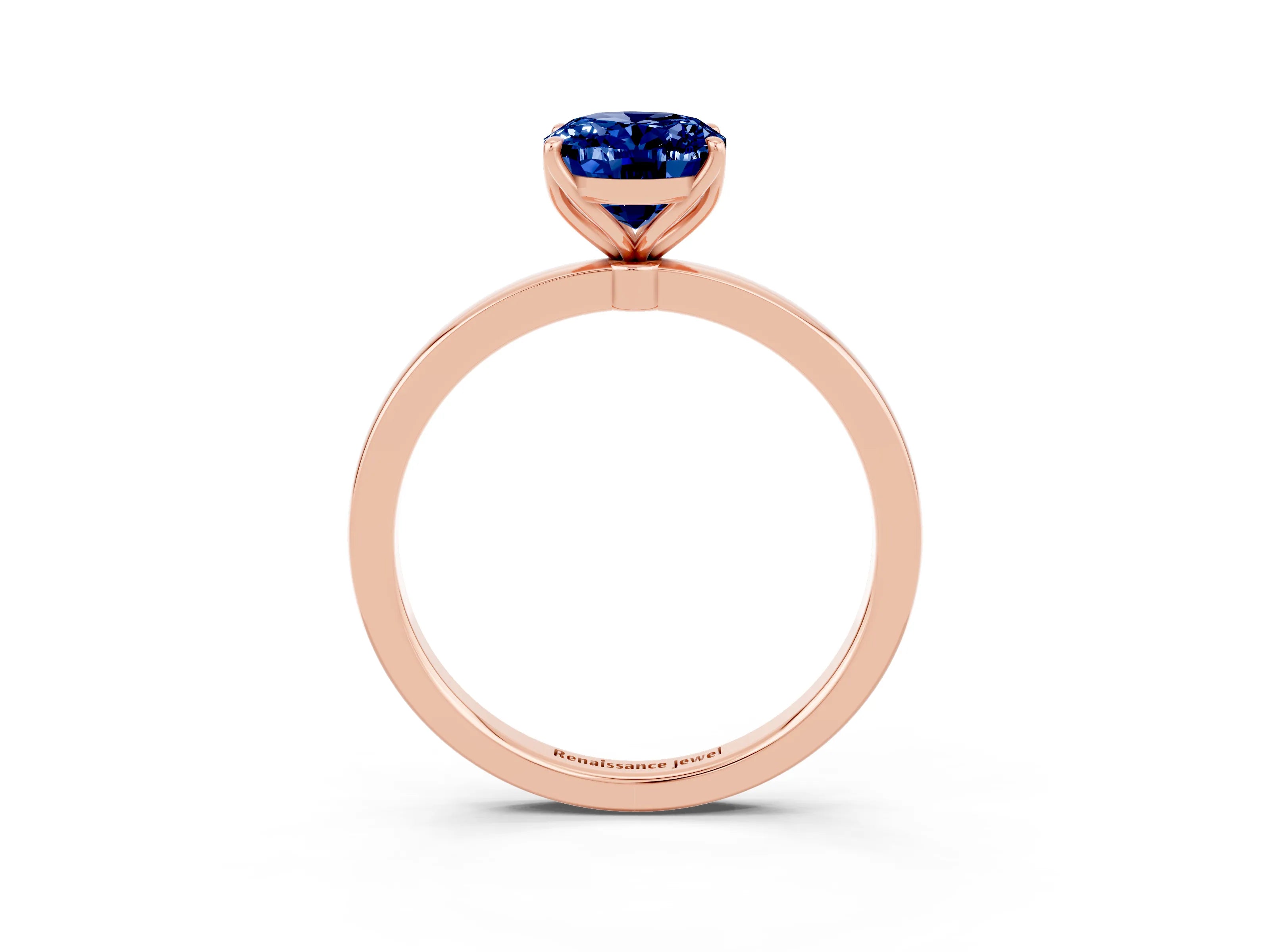 Rose gold Oval Cut Solitaire Diamond Ring with Thin Band and Four-Prong Setting_3