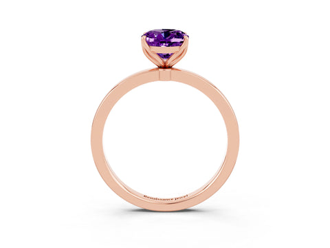 Rose gold Oval Cut Solitaire Diamond Ring with Thin Band and Four-Prong Setting_3