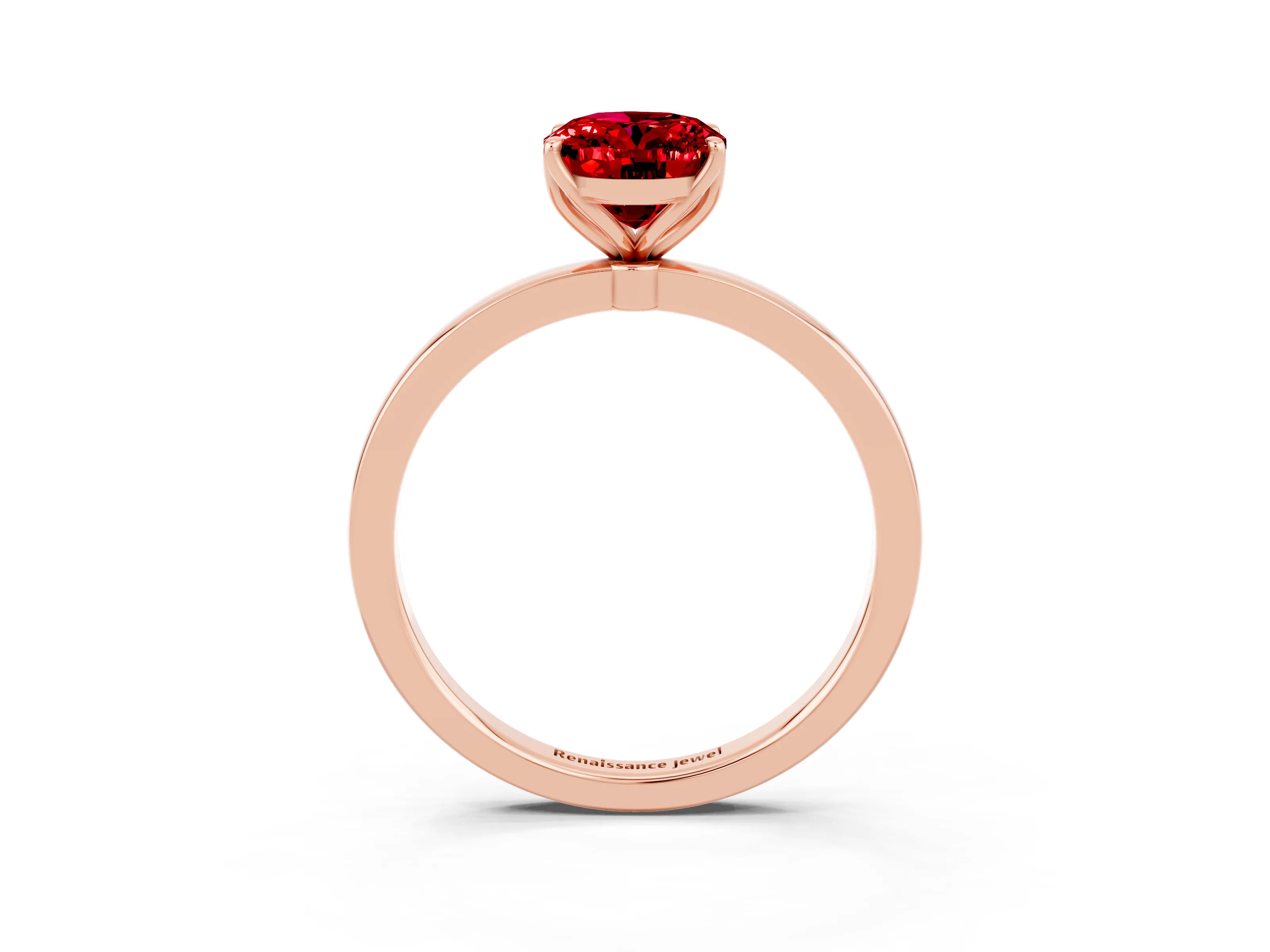 Rose gold Oval Cut Solitaire Diamond Ring with Thin Band and Four-Prong Setting_3