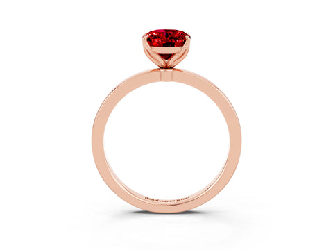 Rose gold Oval Cut Solitaire Diamond Ring with Thin Band and Four-Prong Setting_3