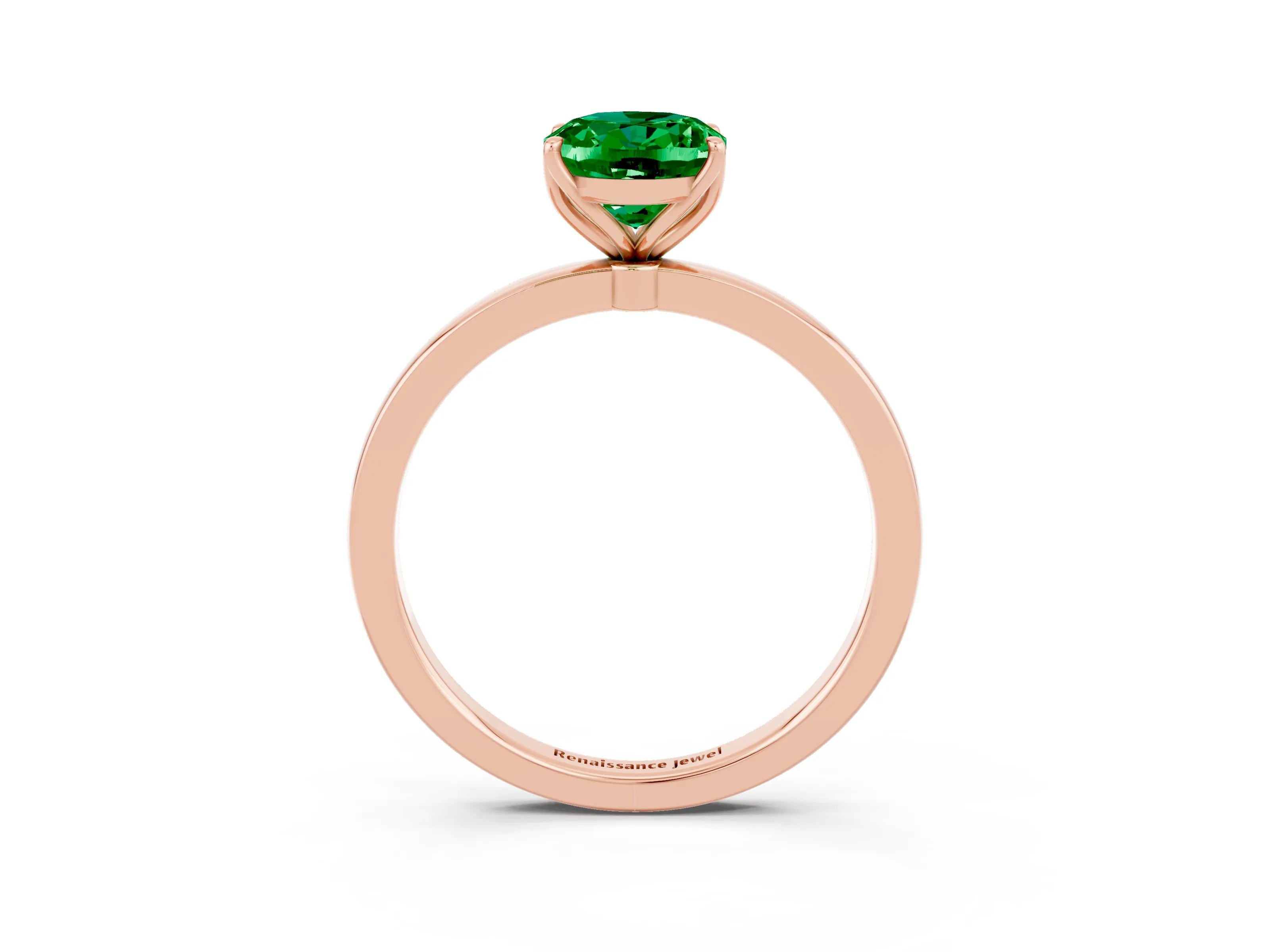 Rose gold Oval Cut Solitaire Diamond Ring with Thin Band and Four-Prong Setting_3