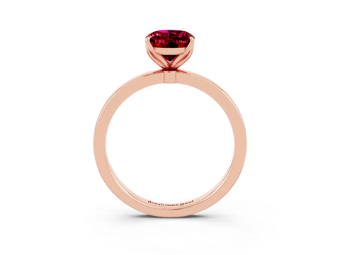 Rose gold Oval Cut Solitaire Diamond Ring with Thin Band and Four-Prong Setting_3