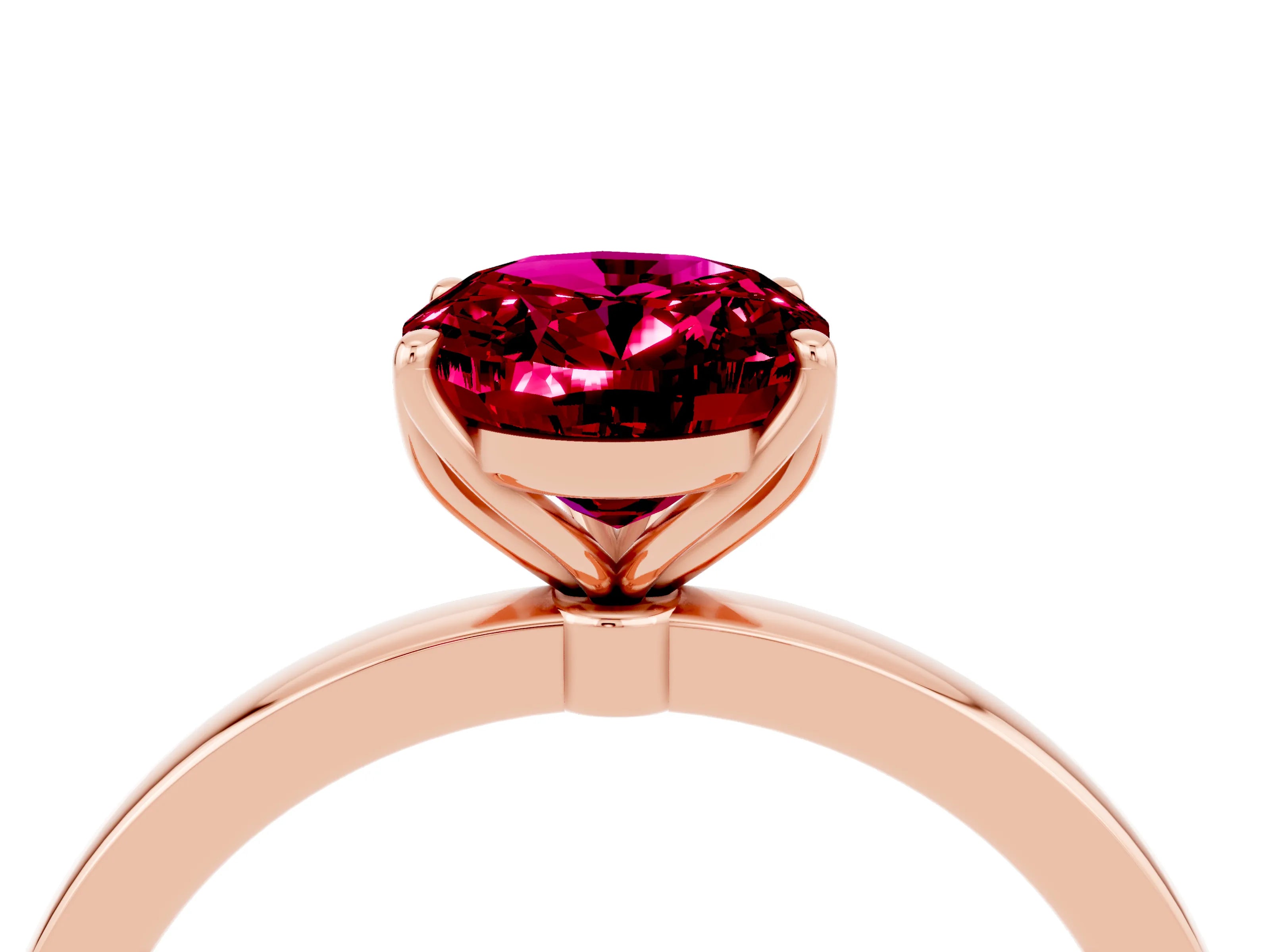 Rose gold Oval Cut Solitaire Diamond Ring with Thin Band and Four-Prong Setting_4