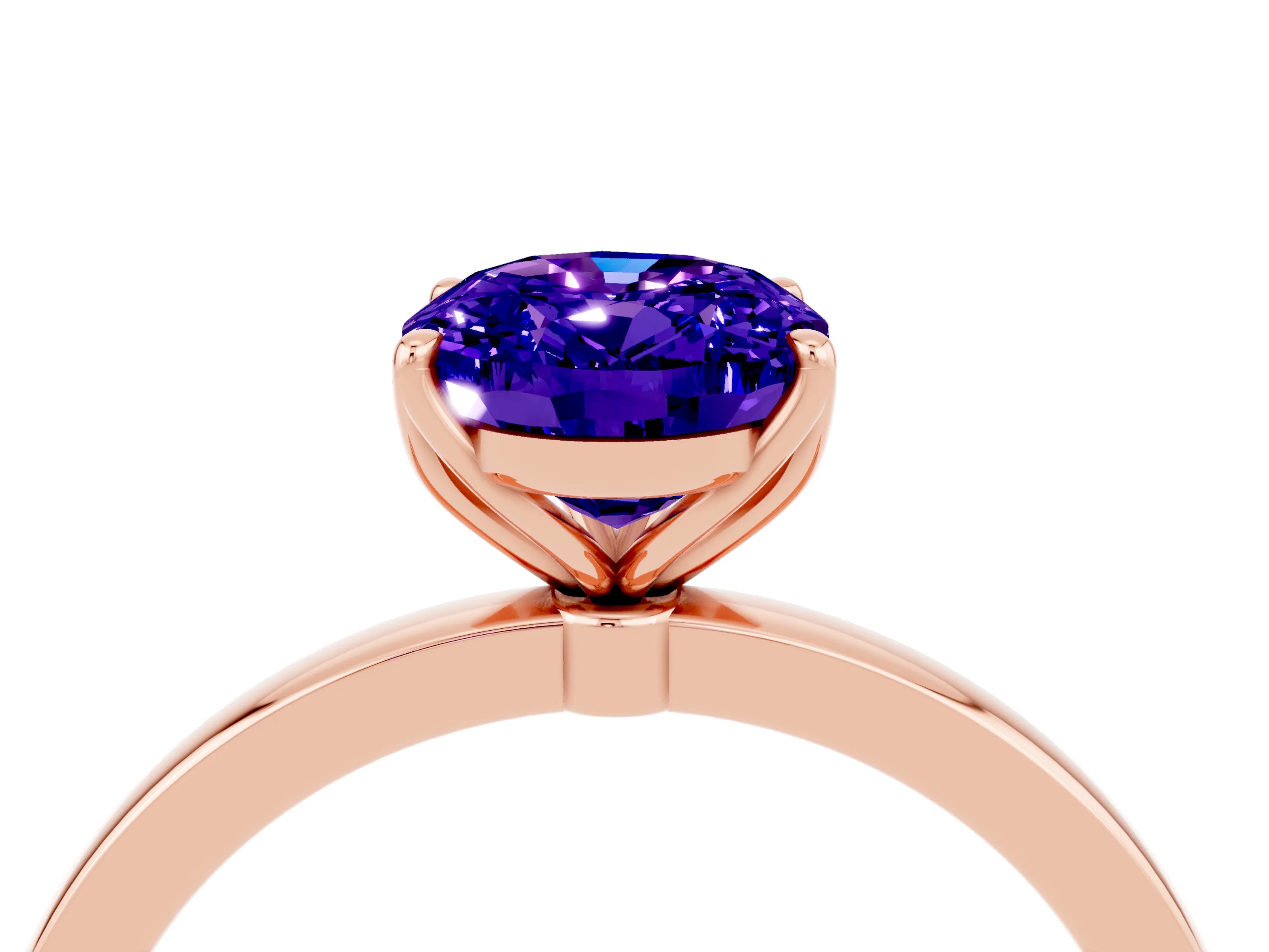 Rose gold Oval Cut Solitaire Diamond Ring with Thin Band and Four-Prong Setting_4