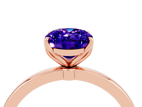 Rose gold Oval Cut Solitaire Diamond Ring with Thin Band and Four-Prong Setting_4