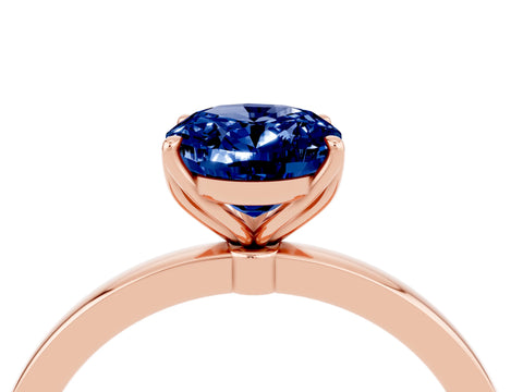 Rose gold Oval Cut Solitaire Diamond Ring with Thin Band and Four-Prong Setting_4