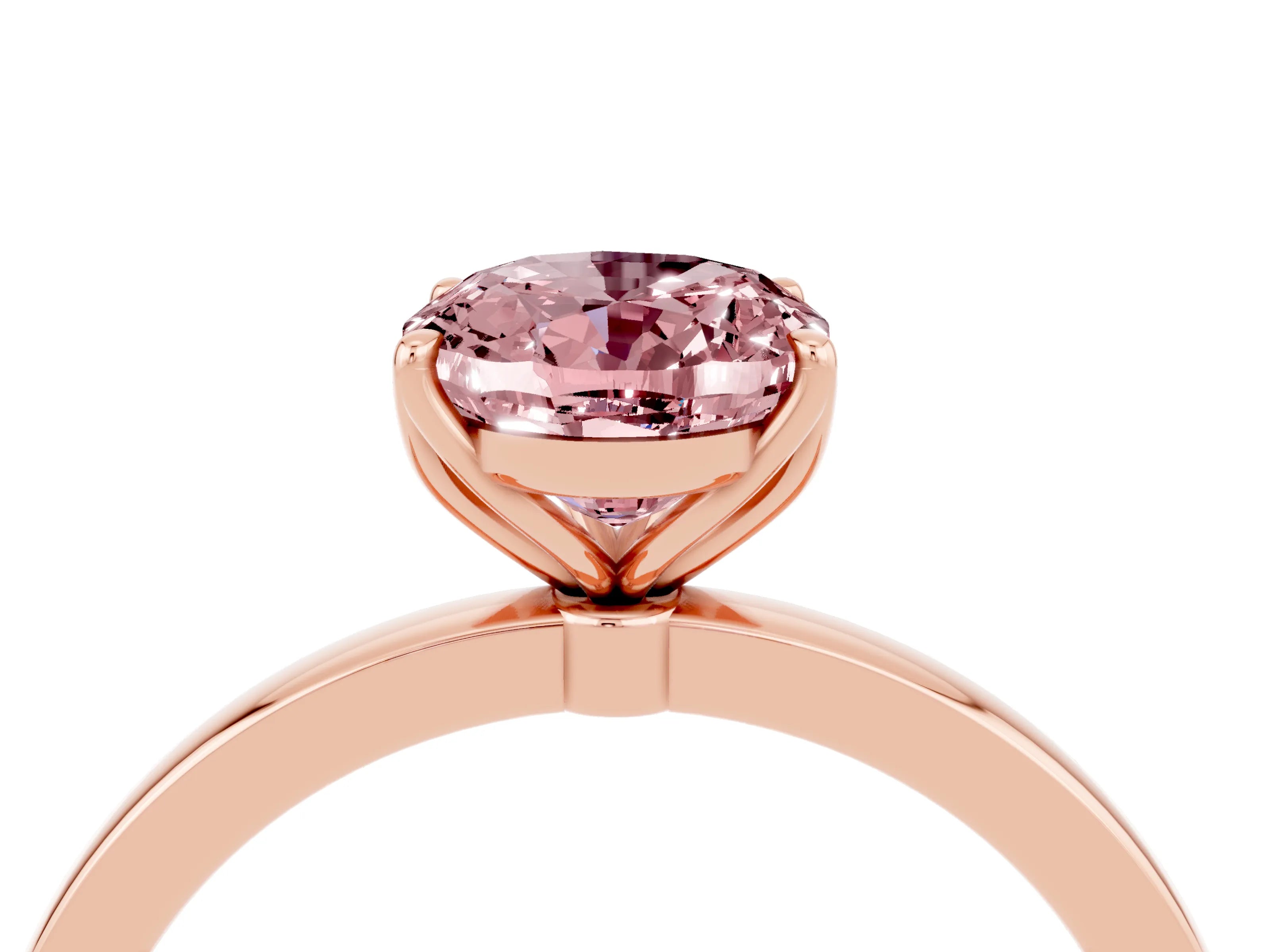Rose gold Oval Cut Solitaire Diamond Ring with Thin Band and Four-Prong Setting_4