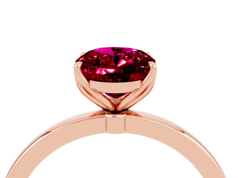 Rose gold Oval Cut Solitaire Diamond Ring with Thin Band and Four-Prong Setting_4