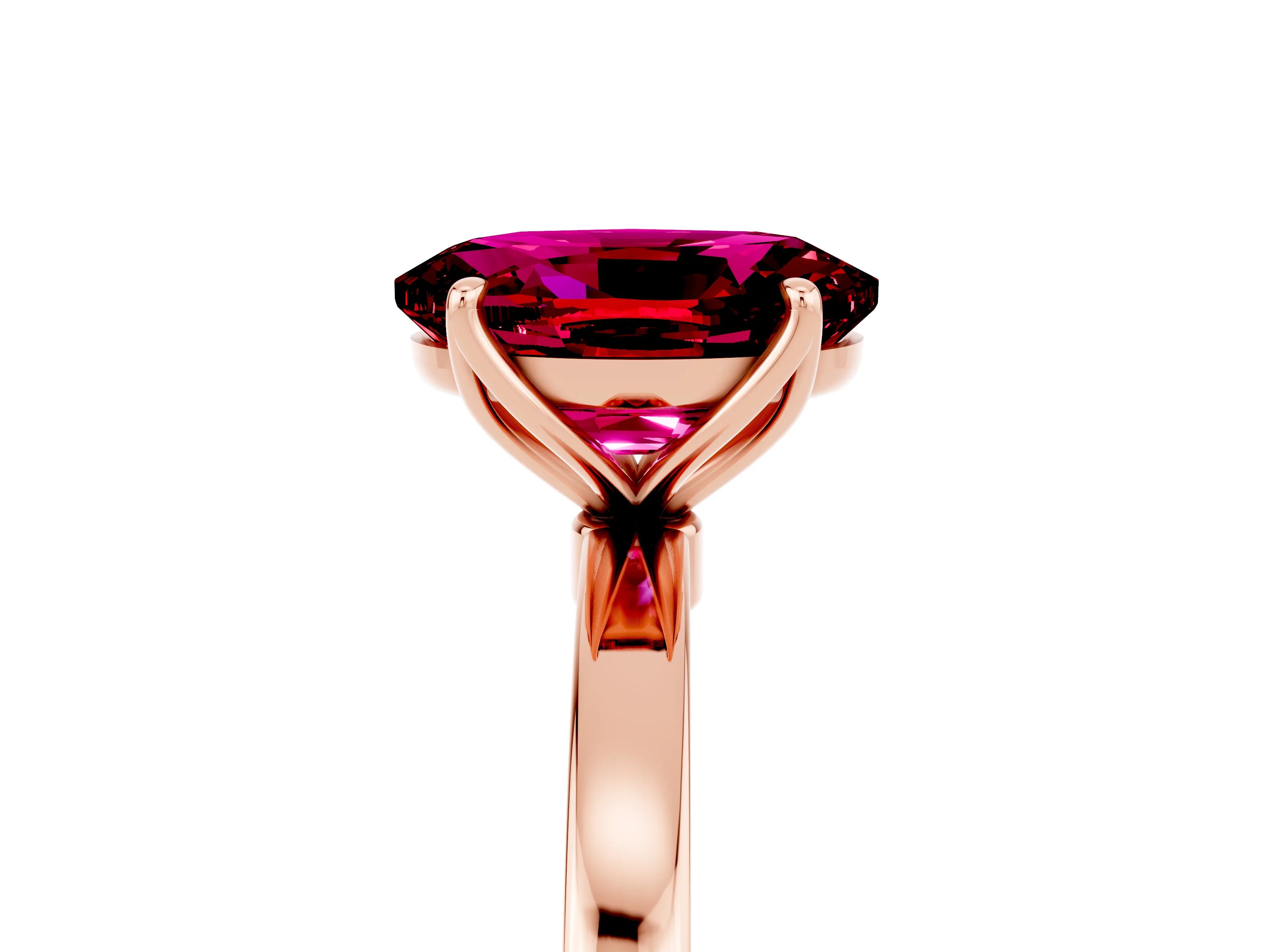 Rose gold Oval Cut Solitaire Diamond Ring with Thin Band and Four-Prong Setting_5