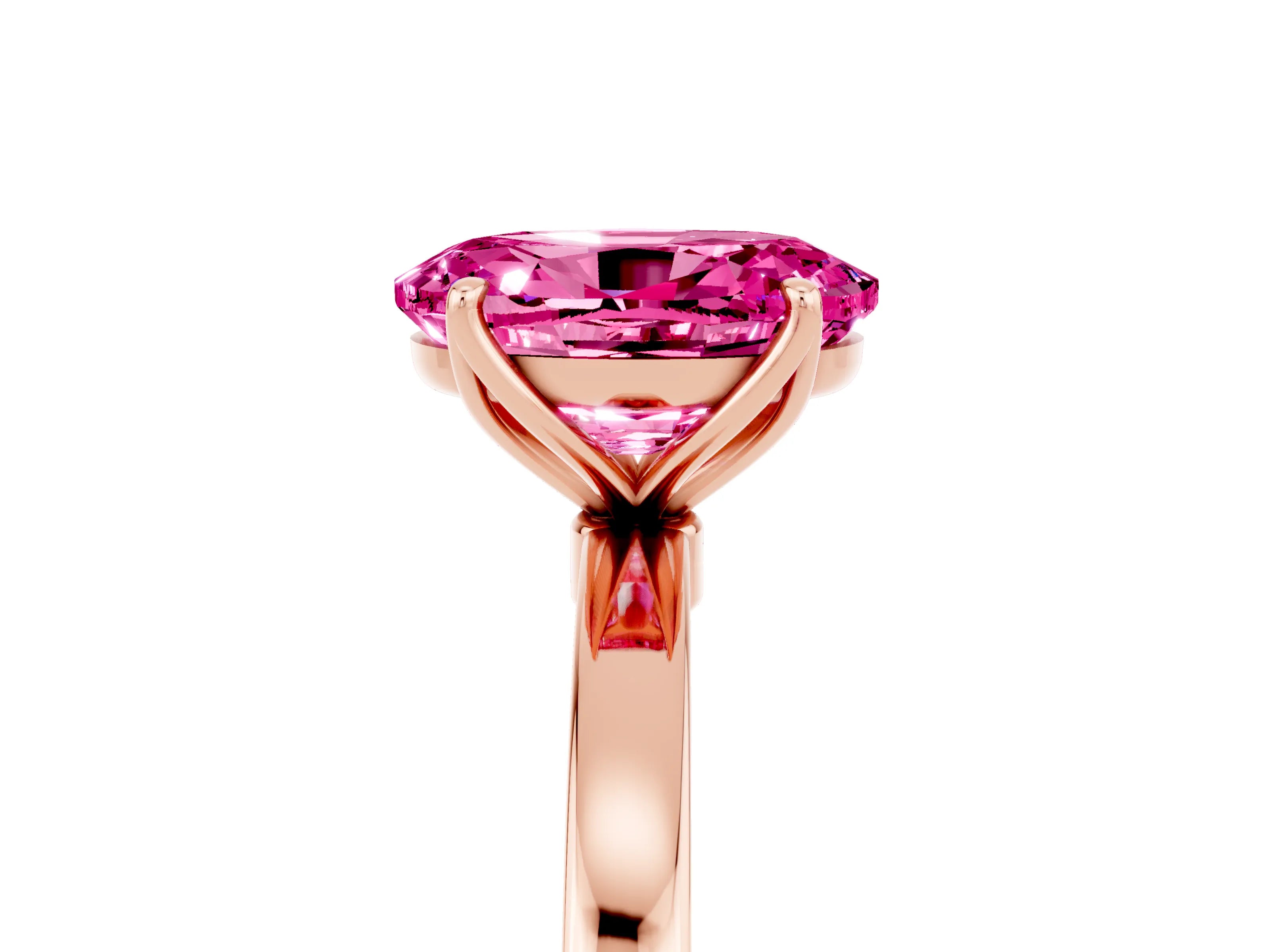 Rose gold Oval Cut Solitaire Diamond Ring with Thin Band and Four-Prong Setting_5
