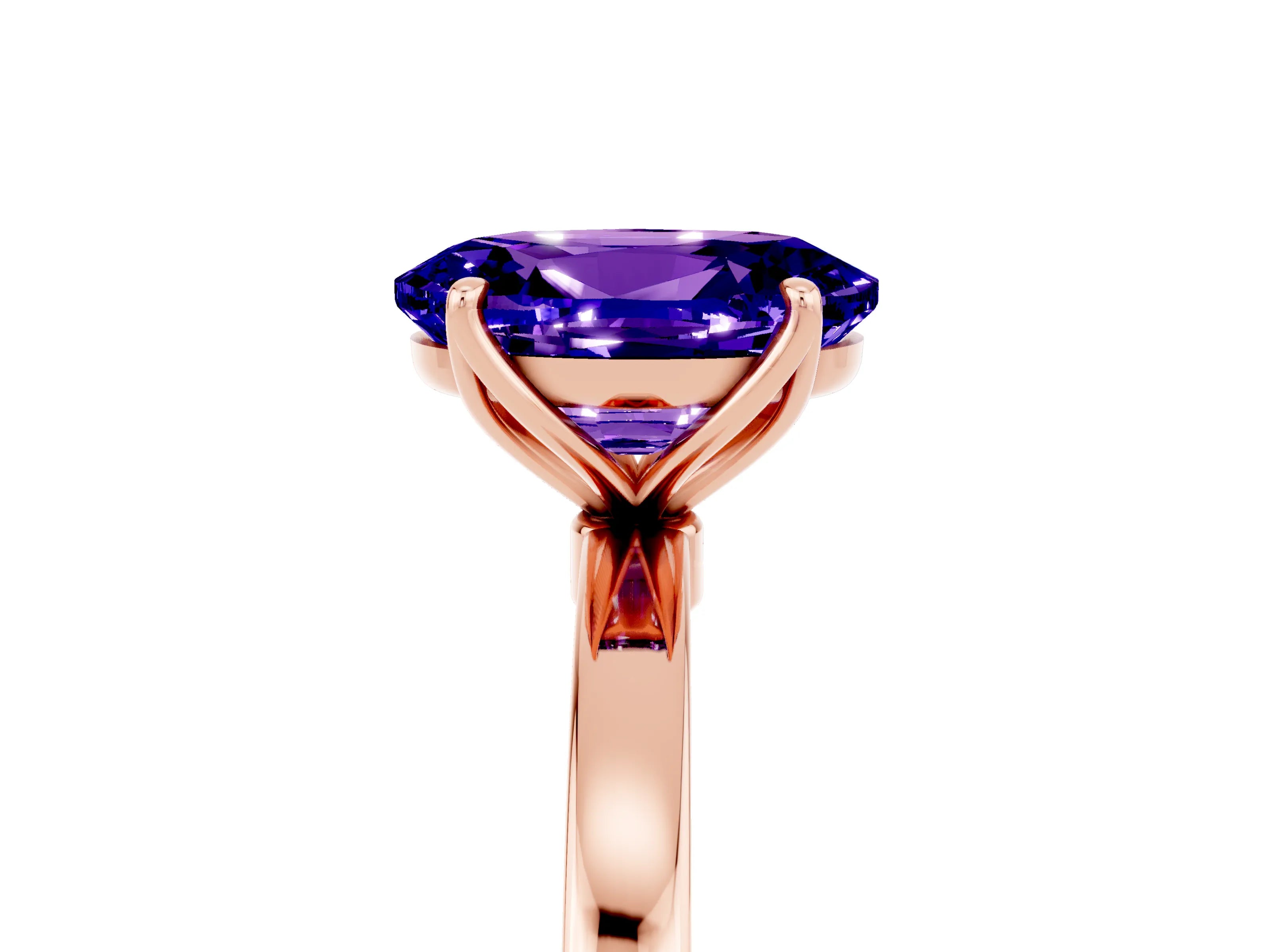 Rose gold Oval Cut Solitaire Diamond Ring with Thin Band and Four-Prong Setting_5