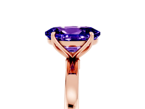 Rose gold Oval Cut Solitaire Diamond Ring with Thin Band and Four-Prong Setting_5