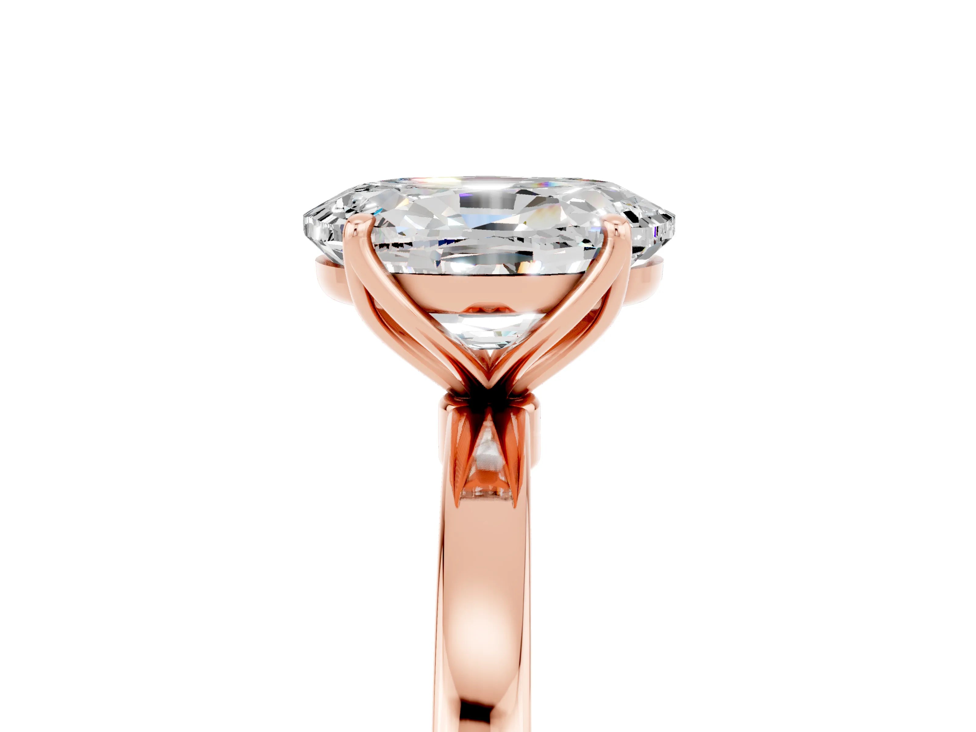 Rose gold Oval Cut Solitaire Diamond Ring with Thin Band and Four-Prong Setting_5
