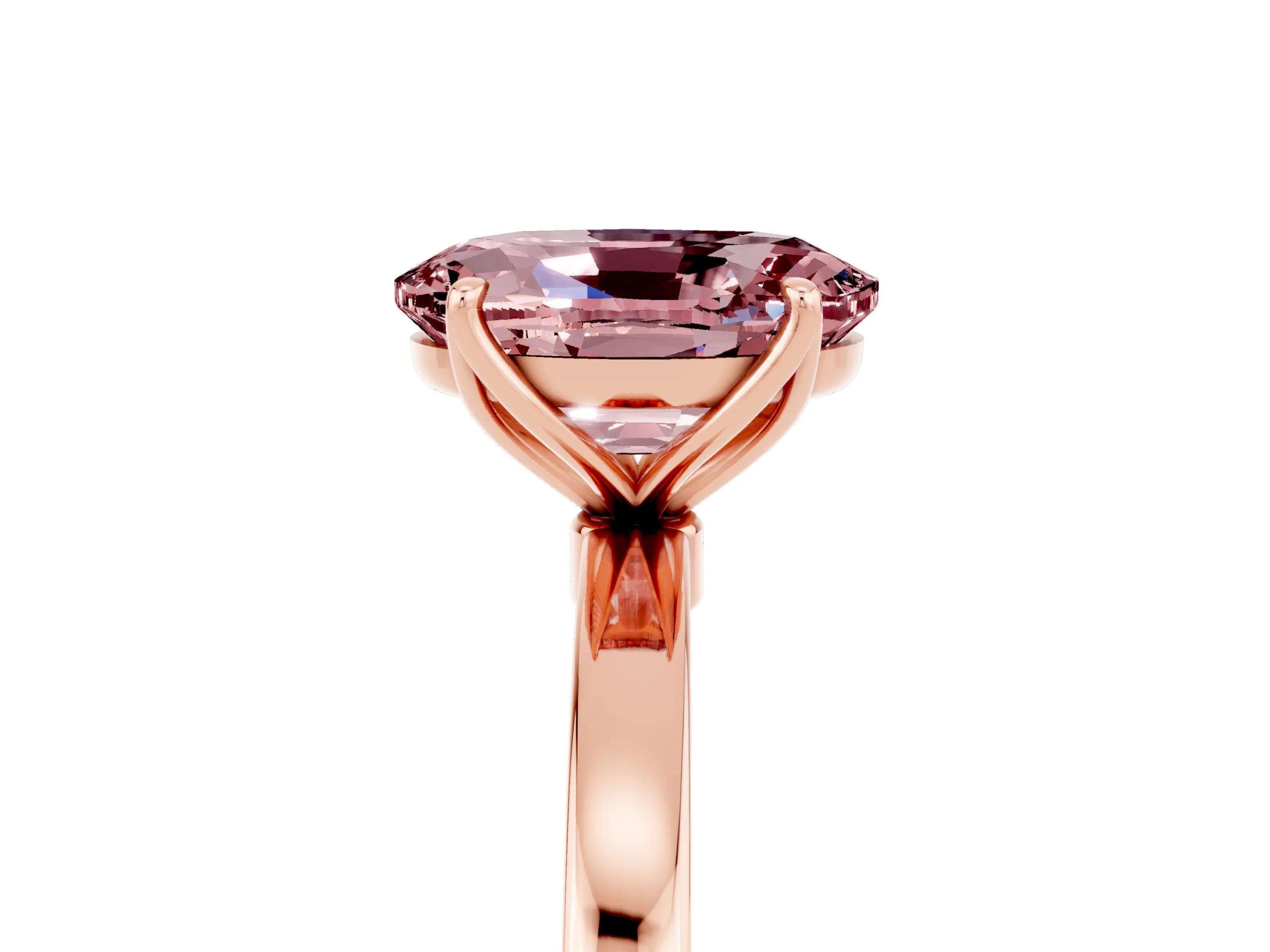 Rose gold Oval Cut Solitaire Diamond Ring with Thin Band and Four-Prong Setting_5