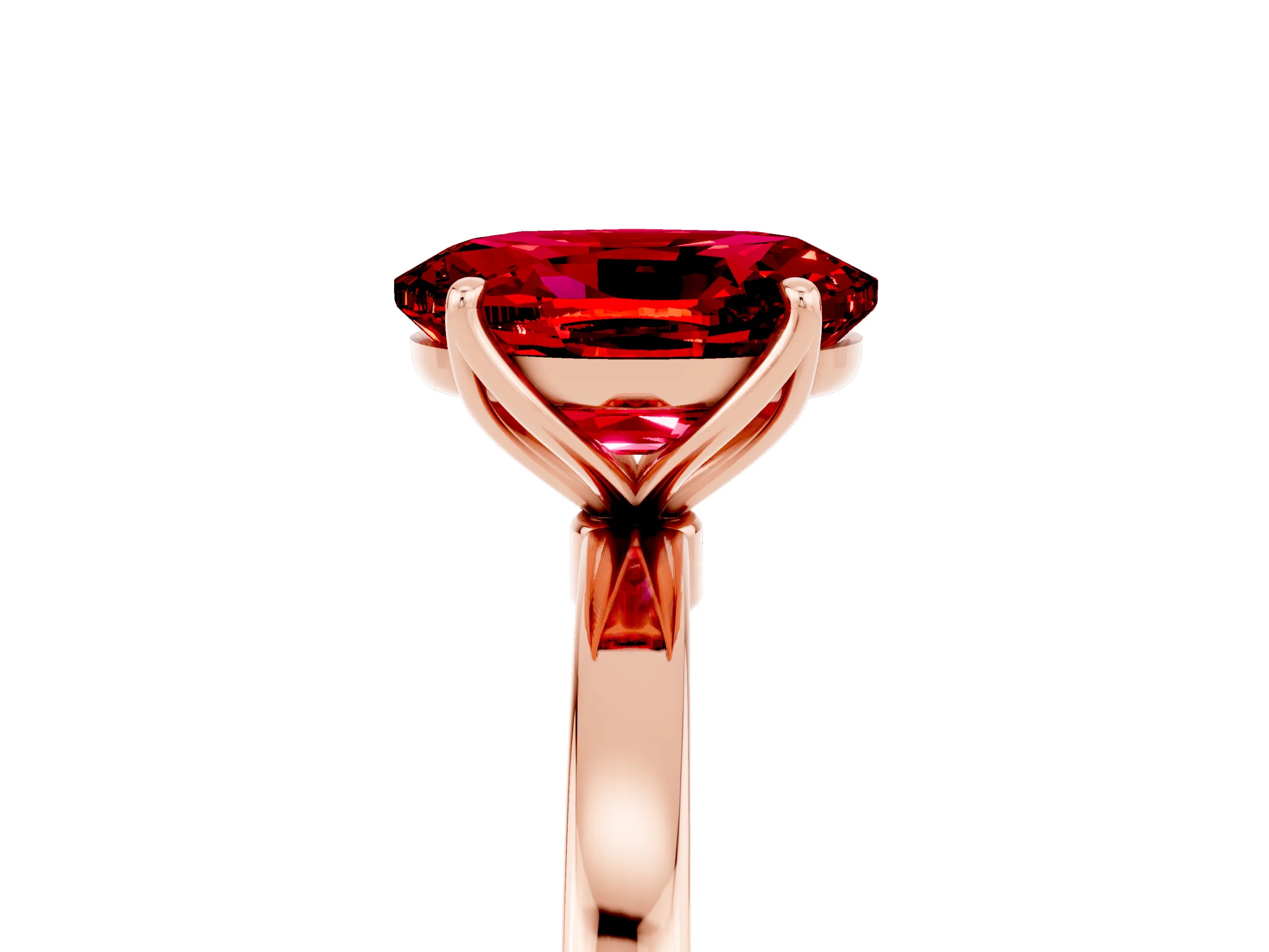 Rose gold Oval Cut Solitaire Diamond Ring with Thin Band and Four-Prong Setting_5