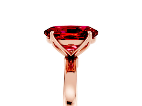 Rose gold Oval Cut Solitaire Diamond Ring with Thin Band and Four-Prong Setting_5